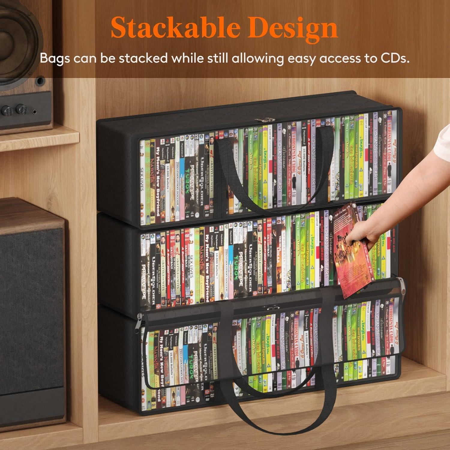 image:imageLifewit DVD Storage Bags 6 Pack Clear PVC Plastic DVD Organizer with Handles and Zipper Media Holder for Blu Ray Disc Movie Cases VHS Box Video Game Disks Albums Holds 240 Pcs DVDs 40 Each213L x 63W x 59H for CD