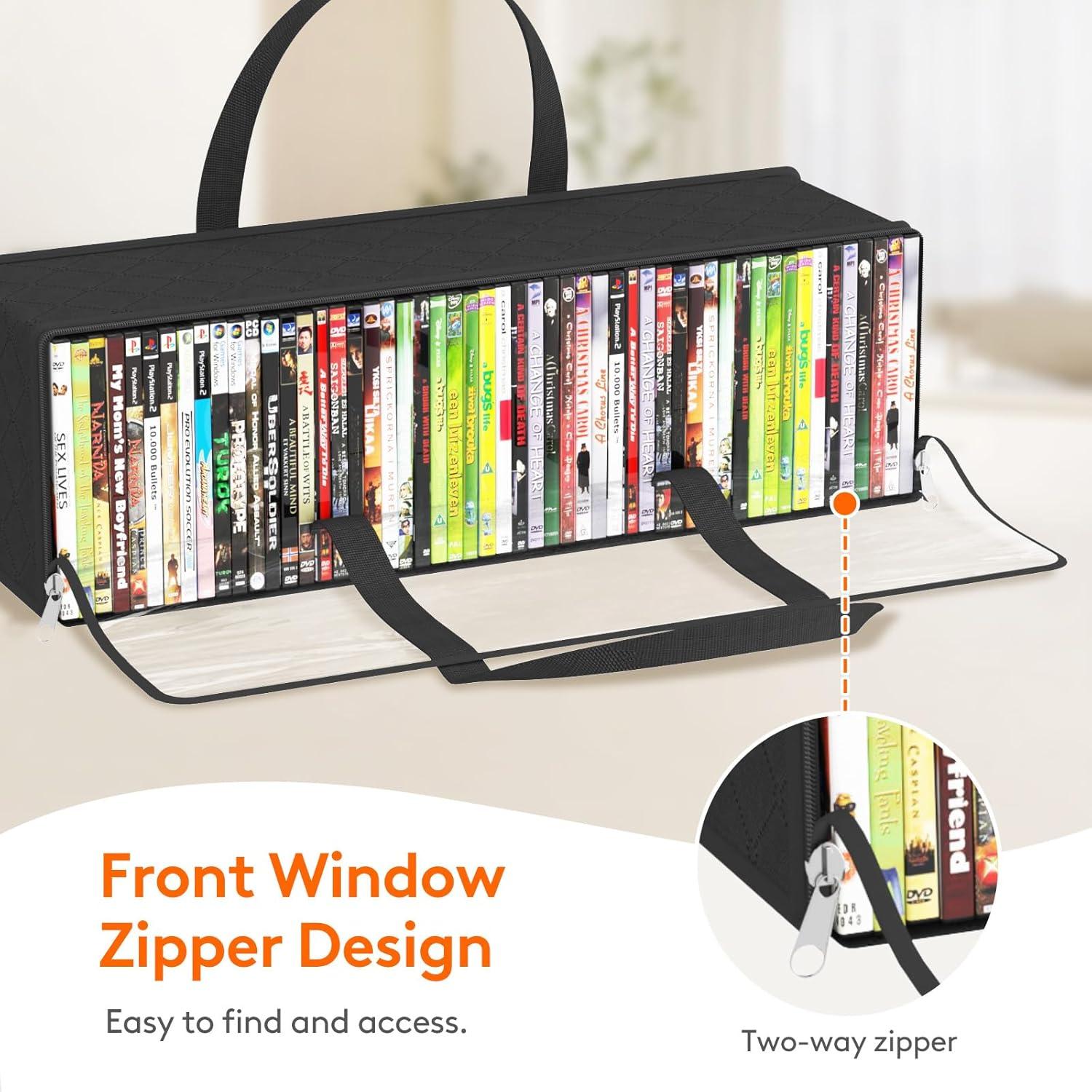image:imageLifewit DVD Storage Bags 6 Pack Clear PVC Plastic DVD Organizer with Handles and Zipper Media Holder for Blu Ray Disc Movie Cases VHS Box Video Game Disks Albums Holds 240 Pcs DVDs 40 Each213L x 63W x 59H for CD