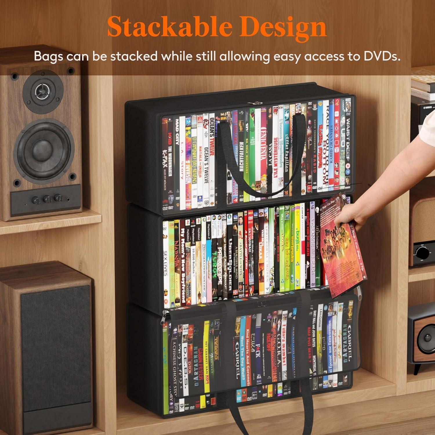 image:imageLifewit DVD Storage Bags 6 Pack Clear PVC Plastic DVD Organizer with Handles and Zipper Media Holder for Blu Ray Disc Movie Cases VHS Box Video Game Disks Albums Holds 240 Pcs DVDs 40 Each205L x 71W x 91H for DVD