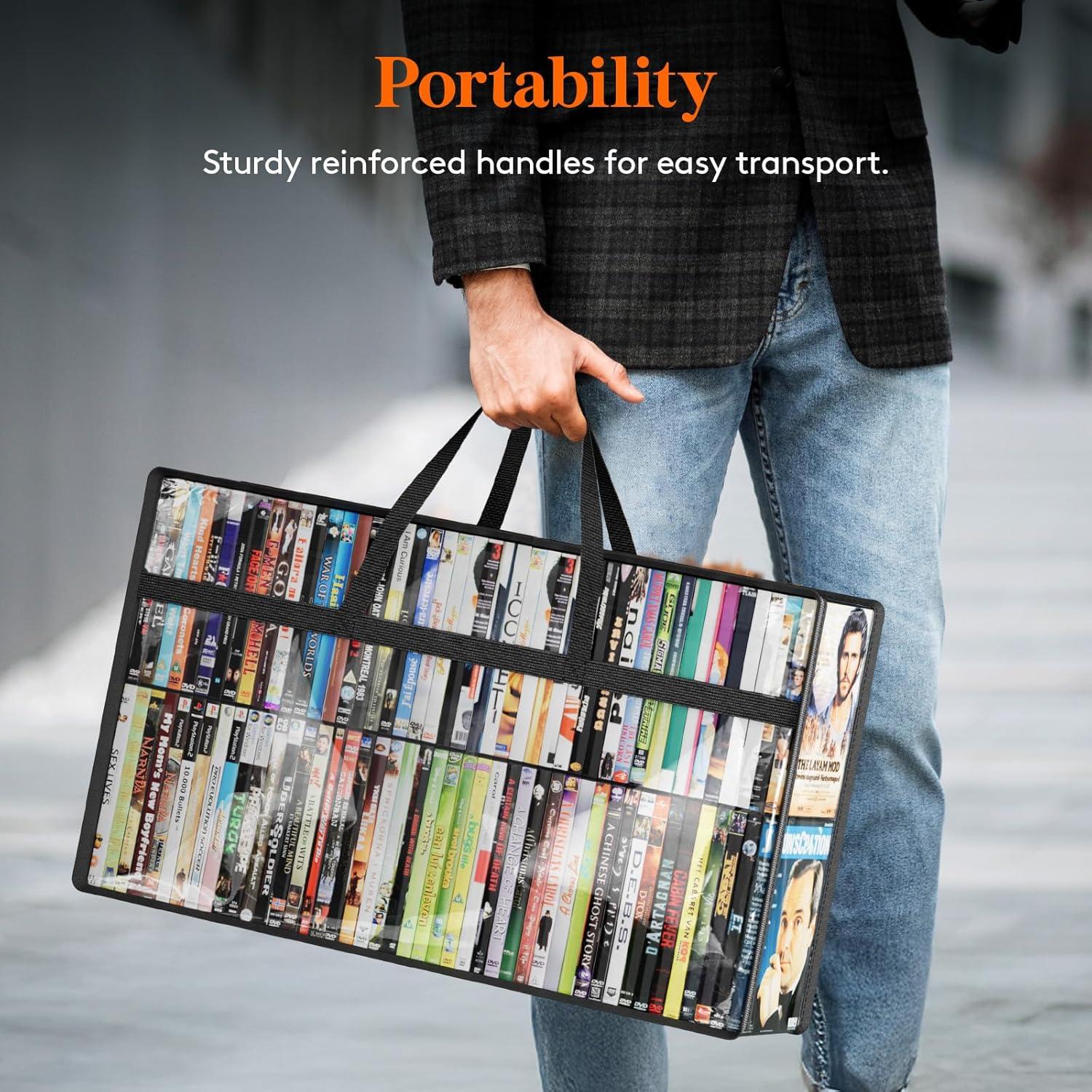 image:imageLifewit DVD Storage Bags Clear PVC Plastic DVD Organizer with Handles and Zipper Media Holder for Blu Ray Disc Movie Cases VHS Box Video Game Disks Albums Books Holds 270 DVDs 90 Each 3 Pack2