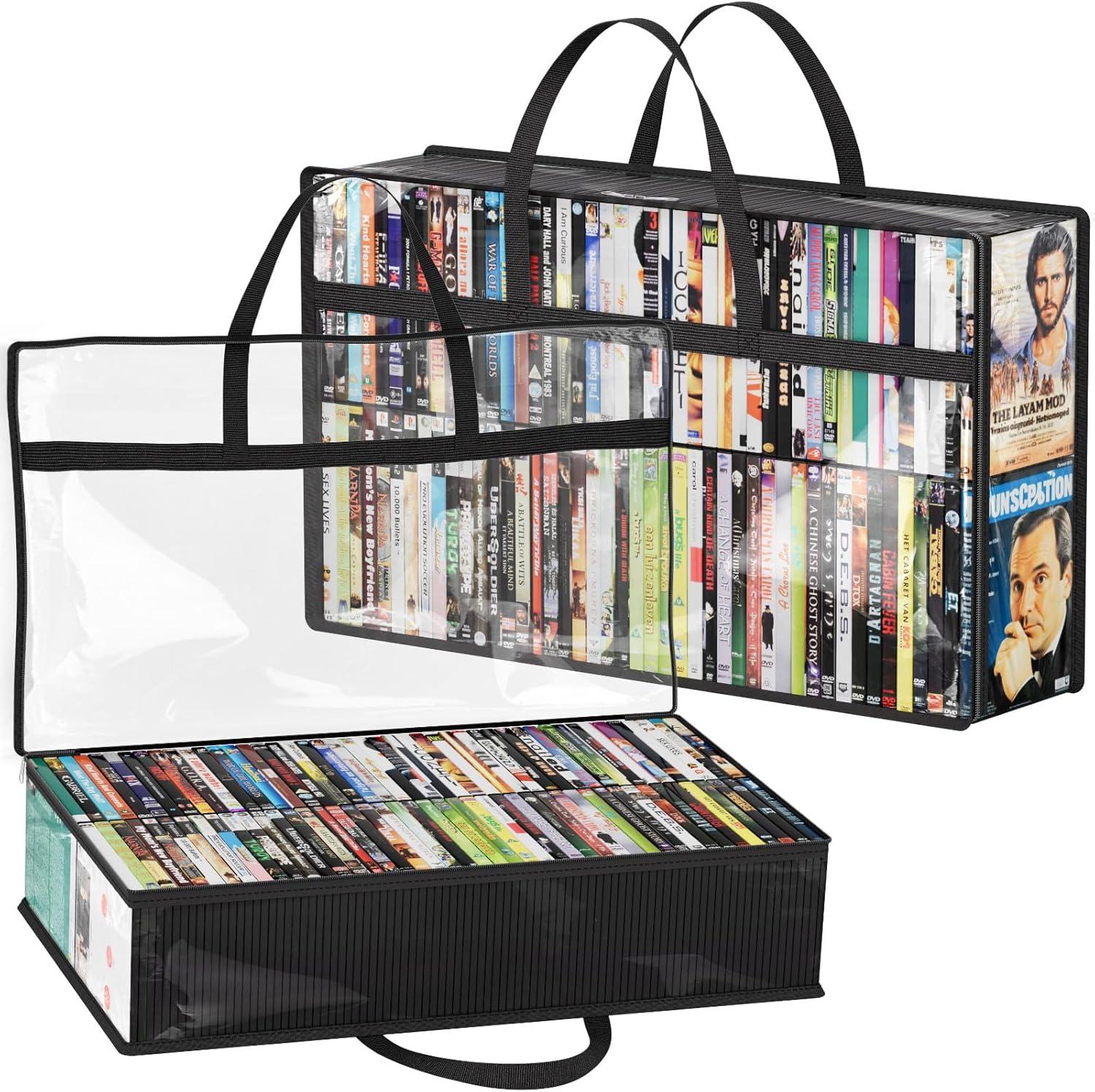 image:imageLifewit DVD Storage Bags Clear PVC Plastic DVD Organizer with Handles and Zipper Media Holder for Blu Ray Disc Movie Cases VHS Box Video Game Disks Albums Books Holds 270 DVDs 90 Each 3 Pack2