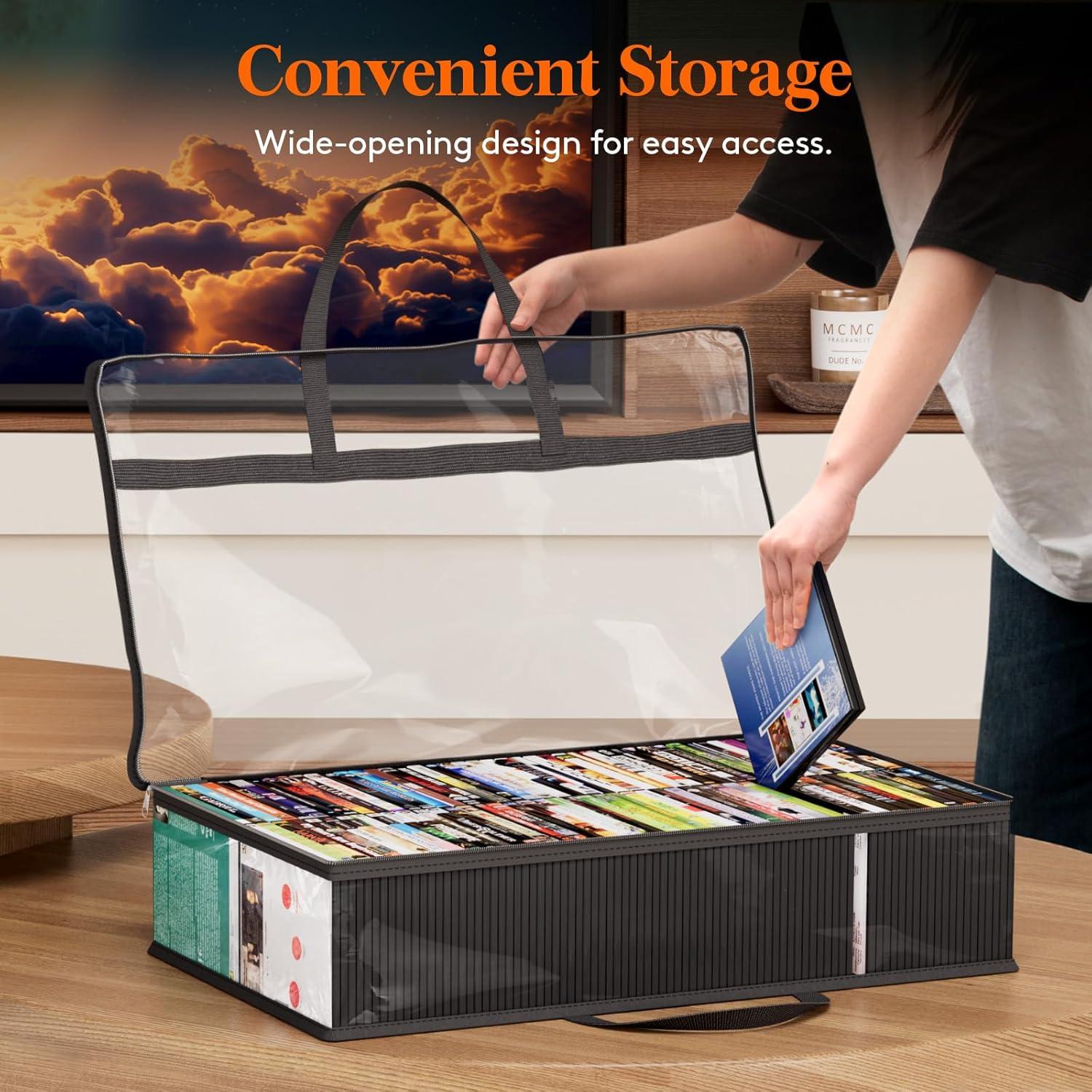 image:imageLifewit DVD Storage Bags Clear PVC Plastic DVD Organizer with Handles and Zipper Media Holder for Blu Ray Disc Movie Cases VHS Box Video Game Disks Albums Books Holds 270 DVDs 90 Each 3 Pack2
