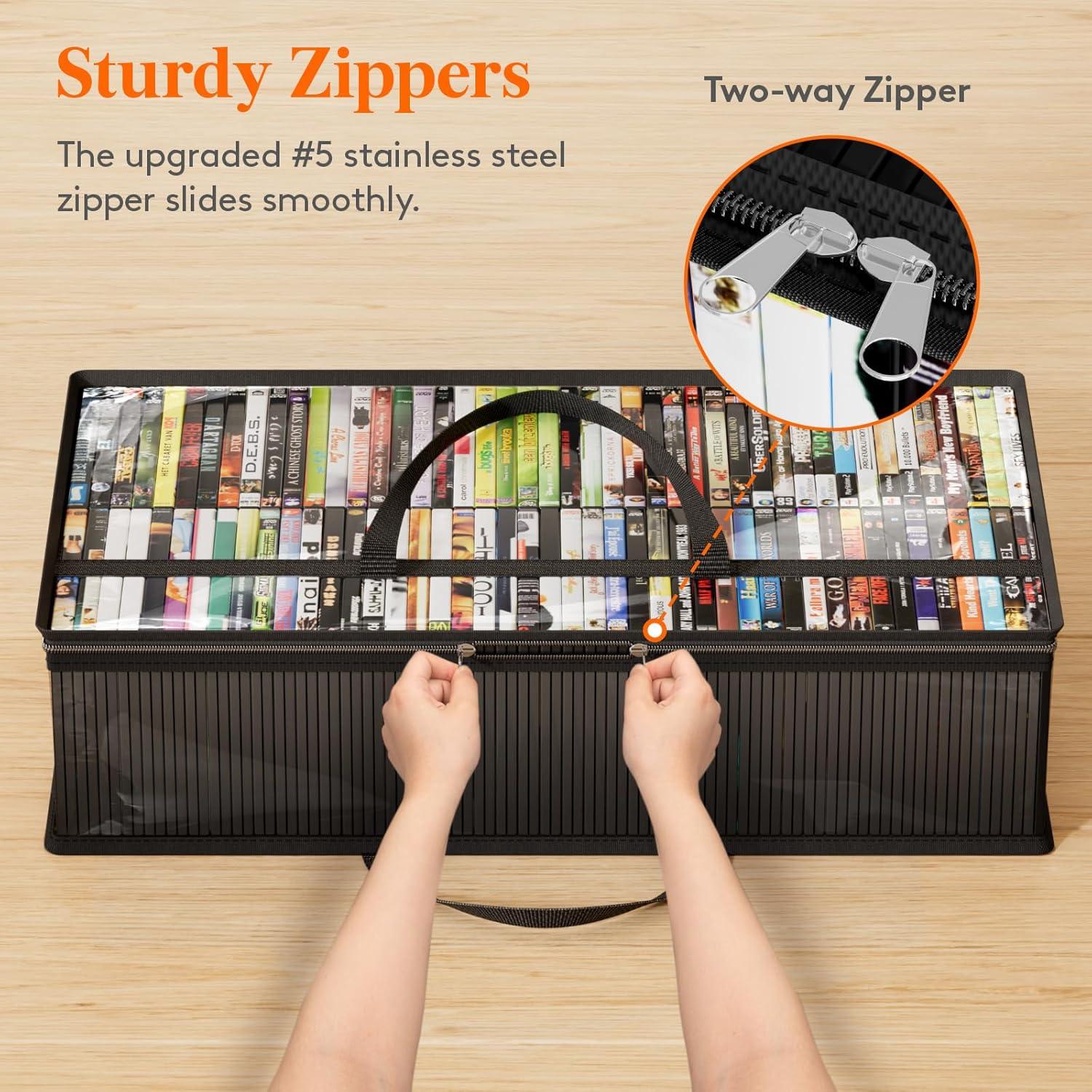 image:imageLifewit DVD Storage Bags Clear PVC Plastic DVD Organizer with Handles and Zipper Media Holder for Blu Ray Disc Movie Cases VHS Box Video Game Disks Albums Books Holds 270 DVDs 90 Each 3 Pack3