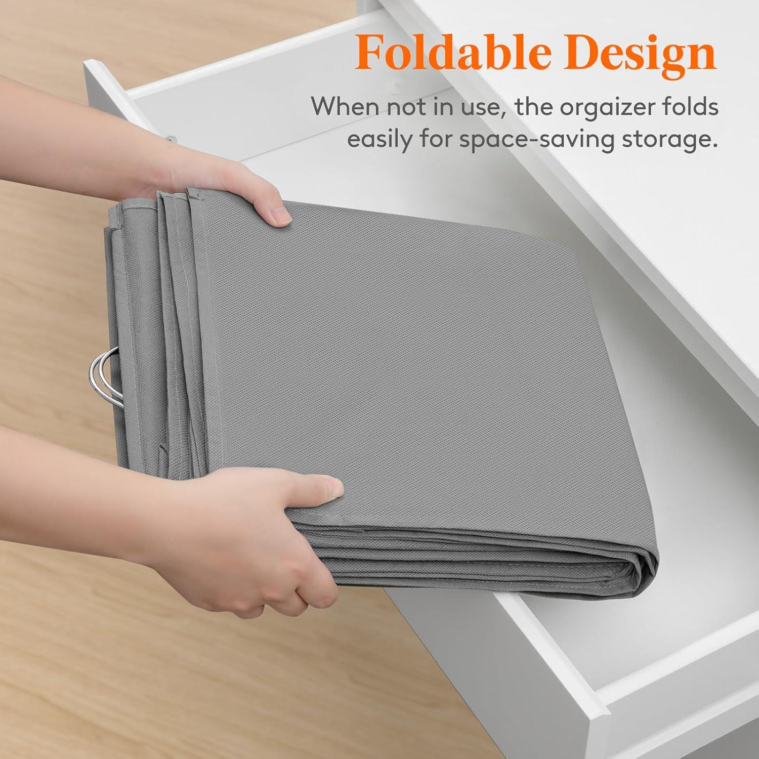 image:imageLifewit DualRow Shelf Hanging Closet Organizer and Storage Clothes Shelves with 3 Sturdy Hooks for Clothing Organization Foldable Container Hold Up to 36 Sweaters 6 Tier 12 Sections GrayLight Gray