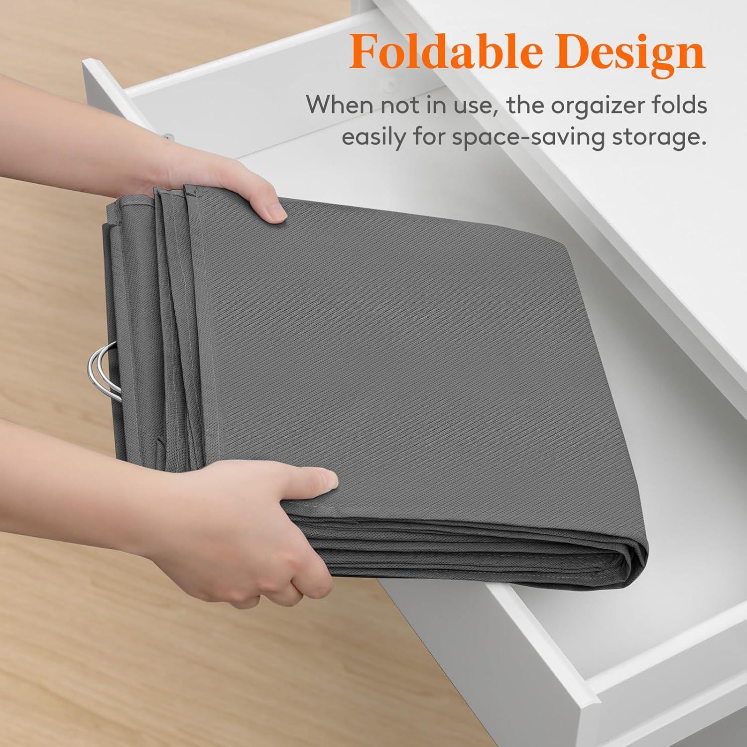 image:imageLifewit DualRow Shelf Hanging Closet Organizer and Storage Clothes Shelves with 3 Sturdy Hooks for Clothing Organization Foldable Container Hold Up to 36 Sweaters 6 Tier 12 Sections GrayGrey