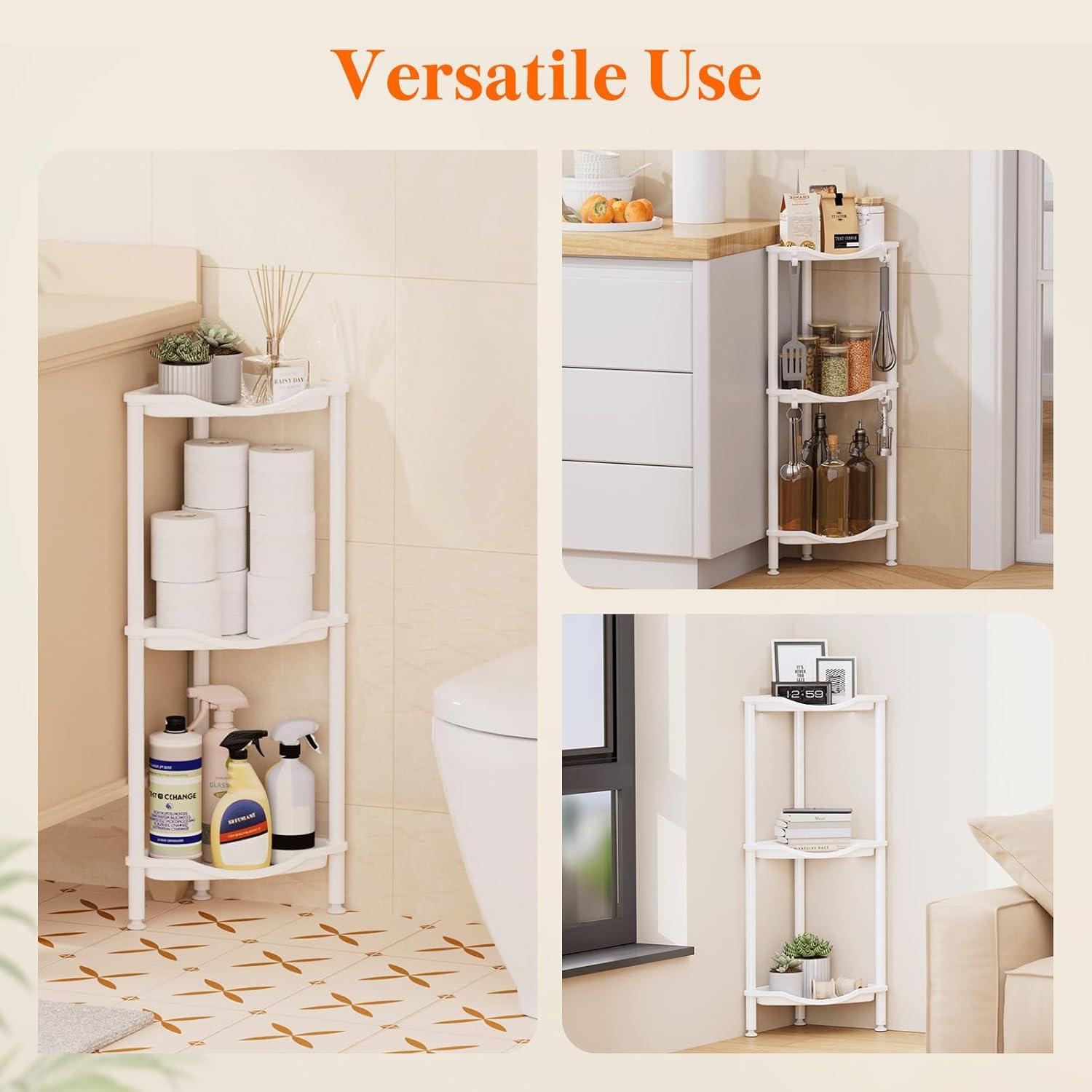 image:imageLifewit Floor Standing Shower Caddy Corner 4 Tier Plastic Shower Stand Rack with Adjustable Feet and Hooks Rustproof Bathroom Shelf Organizer 422 H BlackWhite