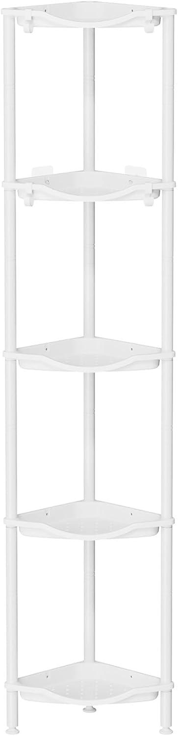 image:imageLifewit Floor Standing Shower Caddy Corner 4 Tier Plastic Shower Stand Rack with Adjustable Feet and Hooks Rustproof Bathroom Shelf Organizer 422 H BlackWhite