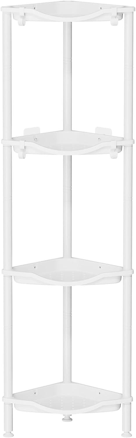 image:imageLifewit Floor Standing Shower Caddy Corner 4 Tier Plastic Shower Stand Rack with Adjustable Feet and Hooks Rustproof Bathroom Shelf Organizer 422 H BlackWhite