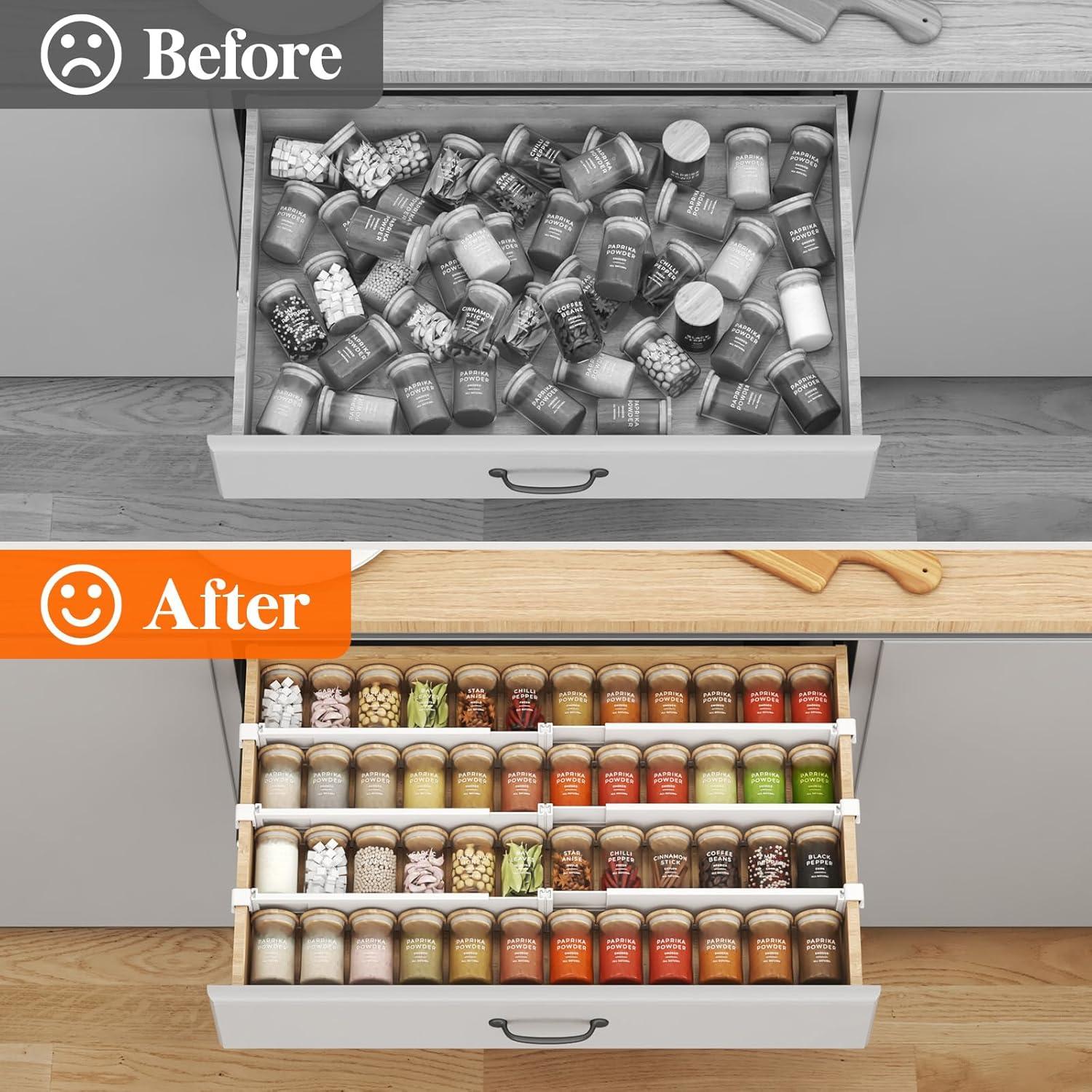 image:imageLifewit Hanging Kitchen Drawer Dividers 31 High 1017 Adjustable Drawer Organizers for Utensils Expandable Dresser Separators in KitchenBedroomBathroomVanityOffice White6 Pack8