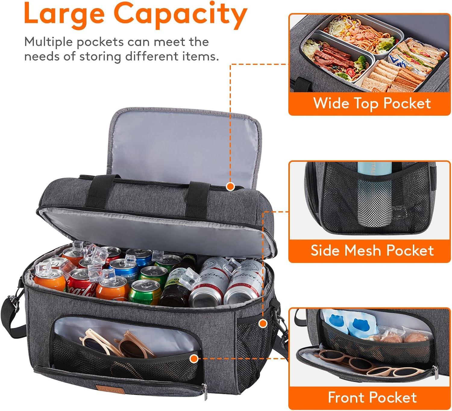 image:imageLifewit Insulated Cooler Bag 3248 Can Large Leakproof Beach Cooler Lightweight Portable Double Layer SoftSided Travel Ice Chest for Camping Kayaking Road Trips Grocery ShoppingDark Gray