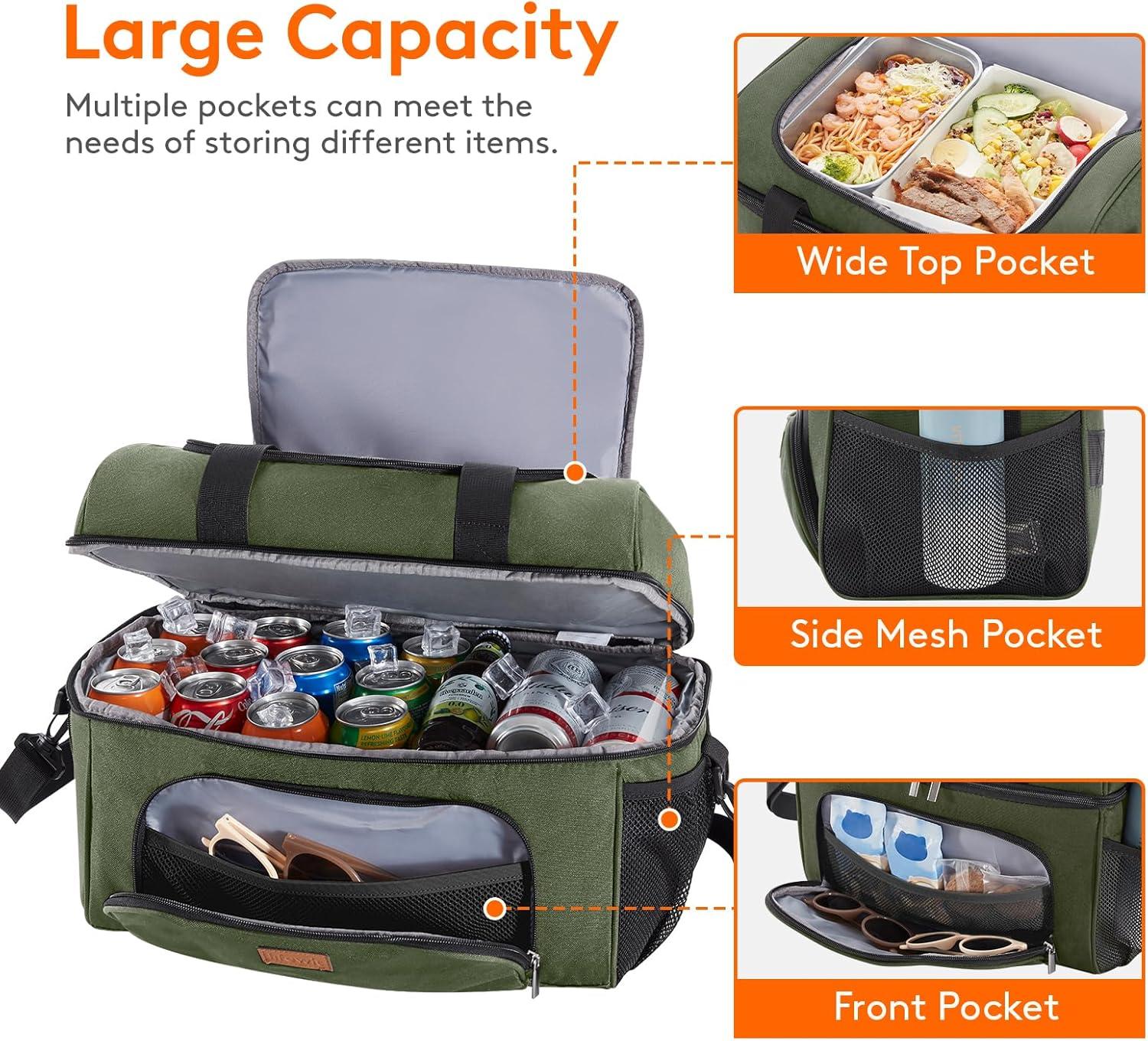 image:imageLifewit Insulated Cooler Bag 3248 Can Large Leakproof Beach Cooler Lightweight Portable Double Layer SoftSided Travel Ice Chest for Camping Kayaking Road Trips Grocery ShoppingGreen