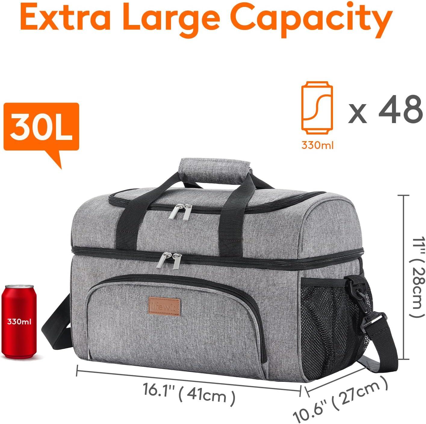 image:imageLifewit Insulated Cooler Bag 3248 Can Large Leakproof Beach Cooler Lightweight Portable Double Layer SoftSided Travel Ice Chest for Camping Kayaking Road Trips Grocery ShoppingGray