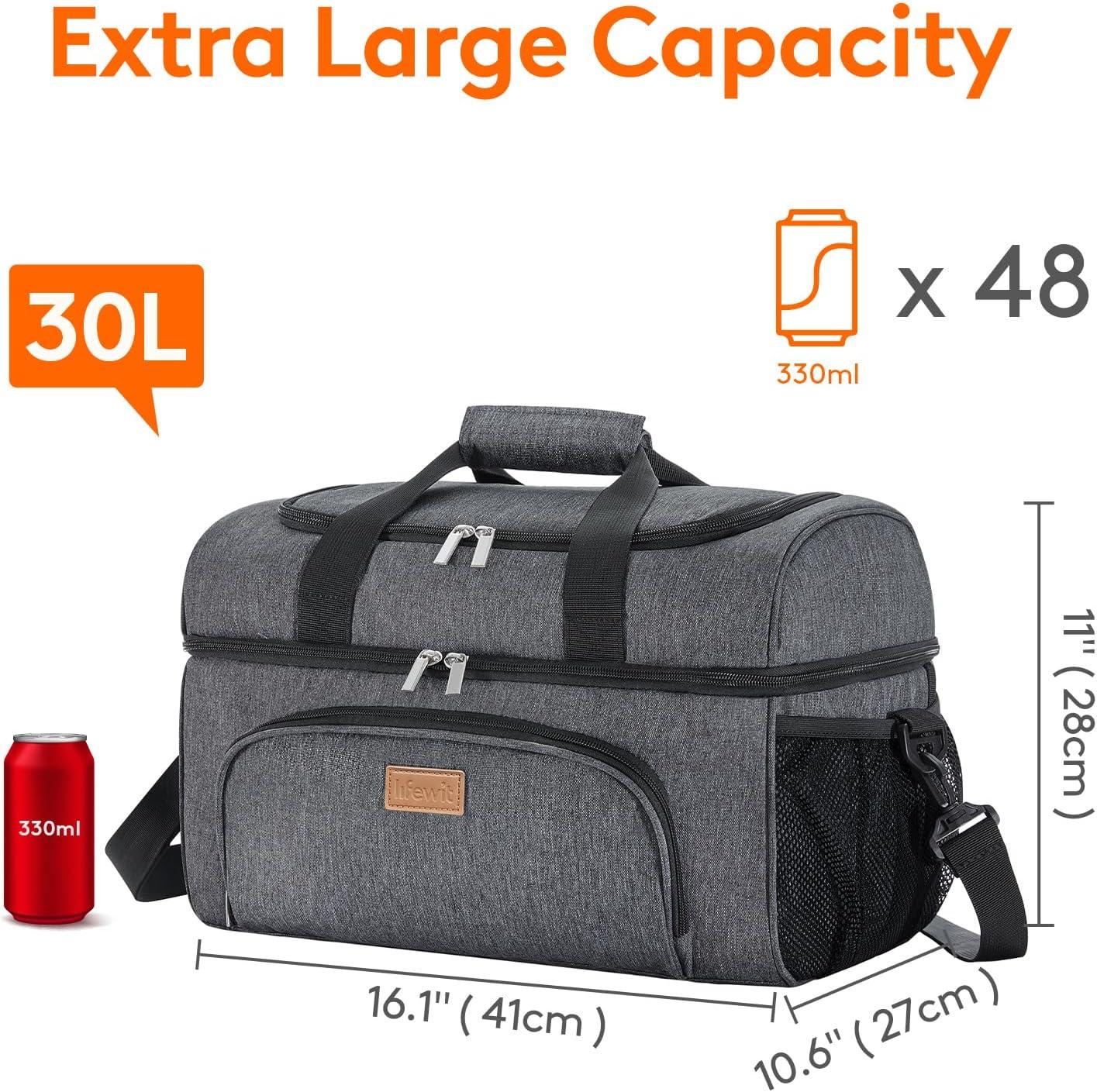 image:imageLifewit Insulated Cooler Bag 3248 Can Large Leakproof Beach Cooler Lightweight Portable Double Layer SoftSided Travel Ice Chest for Camping Kayaking Road Trips Grocery ShoppingDark Gray