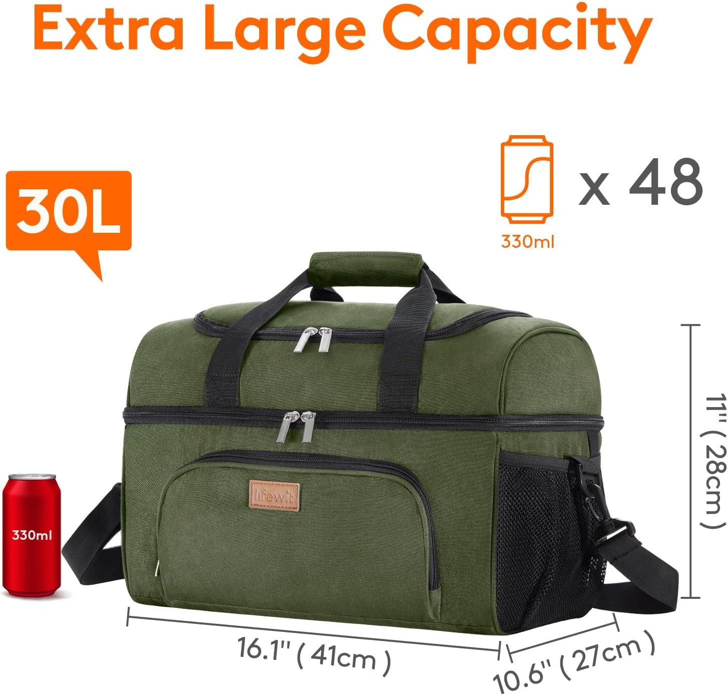 image:imageLifewit Insulated Cooler Bag 3248 Can Large Leakproof Beach Cooler Lightweight Portable Double Layer SoftSided Travel Ice Chest for Camping Kayaking Road Trips Grocery ShoppingGreen