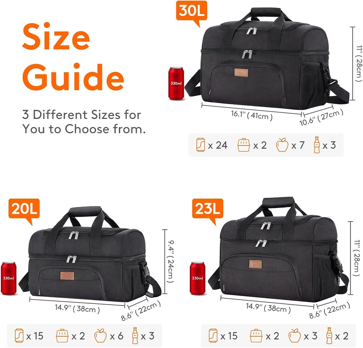 image:imageLifewit Insulated Cooler Bag 3248 Can Large Leakproof Beach Cooler Lightweight Portable Double Layer SoftSided Travel Ice Chest for Camping Kayaking Road Trips Grocery ShoppingBlack