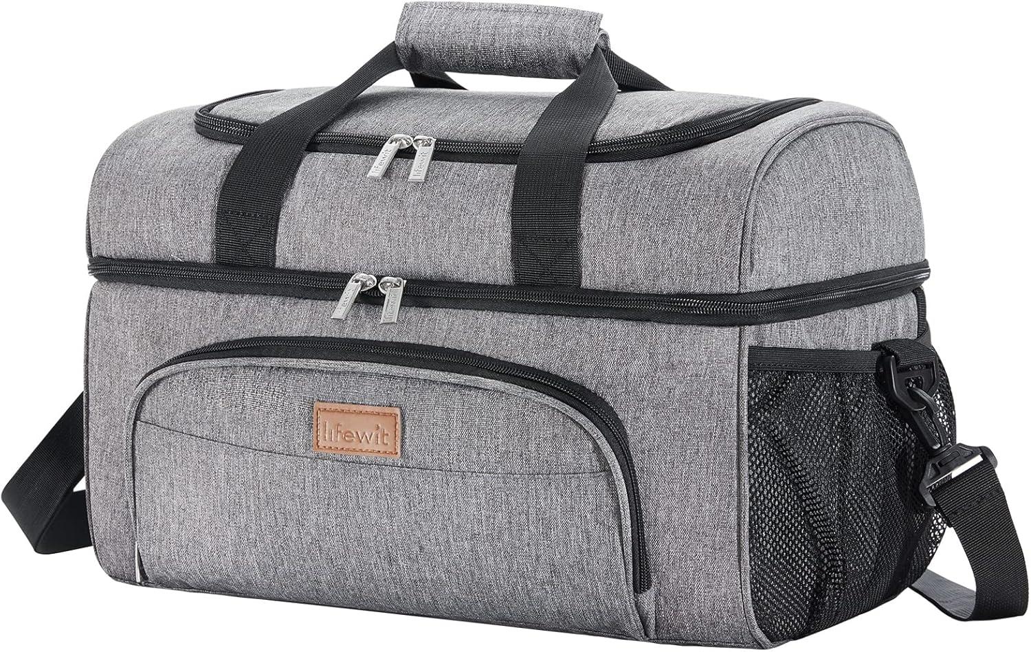 image:imageLifewit Insulated Cooler Bag 3248 Can Large Leakproof Beach Cooler Lightweight Portable Double Layer SoftSided Travel Ice Chest for Camping Kayaking Road Trips Grocery ShoppingGray
