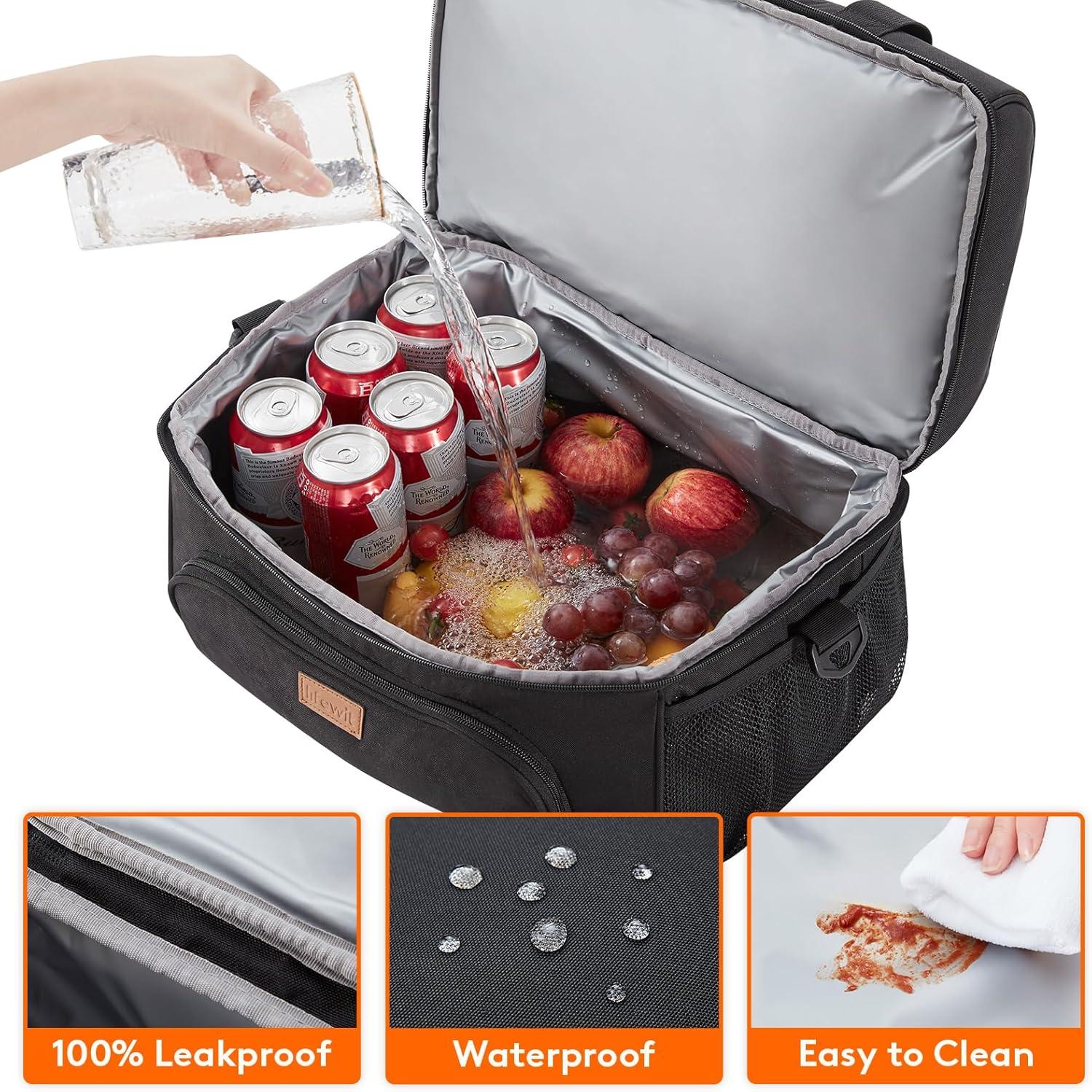 image:imageLifewit Insulated Cooler Bag 3248 Can Large Leakproof Beach Cooler Lightweight Portable Double Layer SoftSided Travel Ice Chest for Camping Kayaking Road Trips Grocery ShoppingBlack