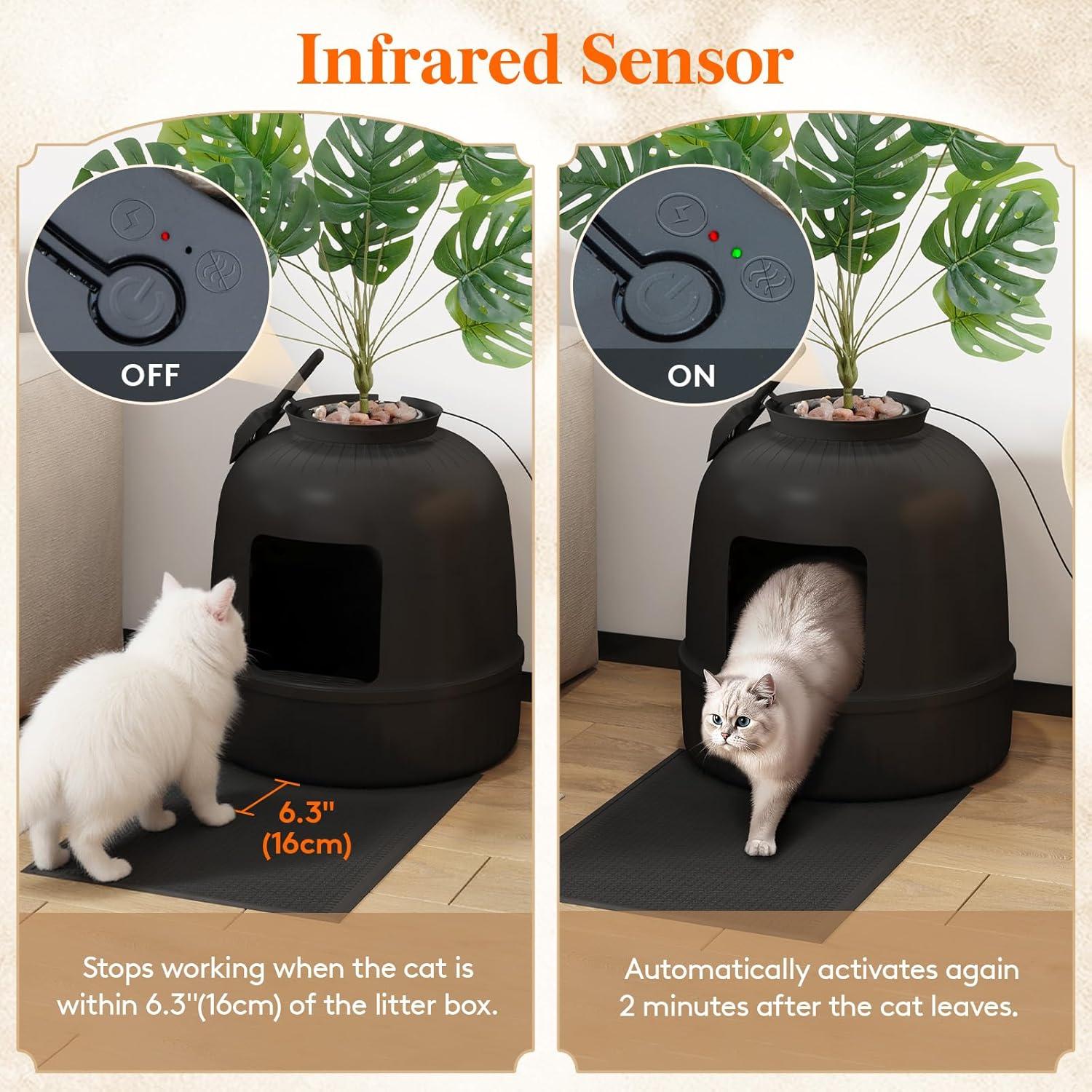 image:imageLifewit Litter Box Cat with Faux Plant amp Scoop Hidden Enclosure Litter Tray with Odor Control amp Carbon Filter in Living Room Bedroom Corner BlackBlack