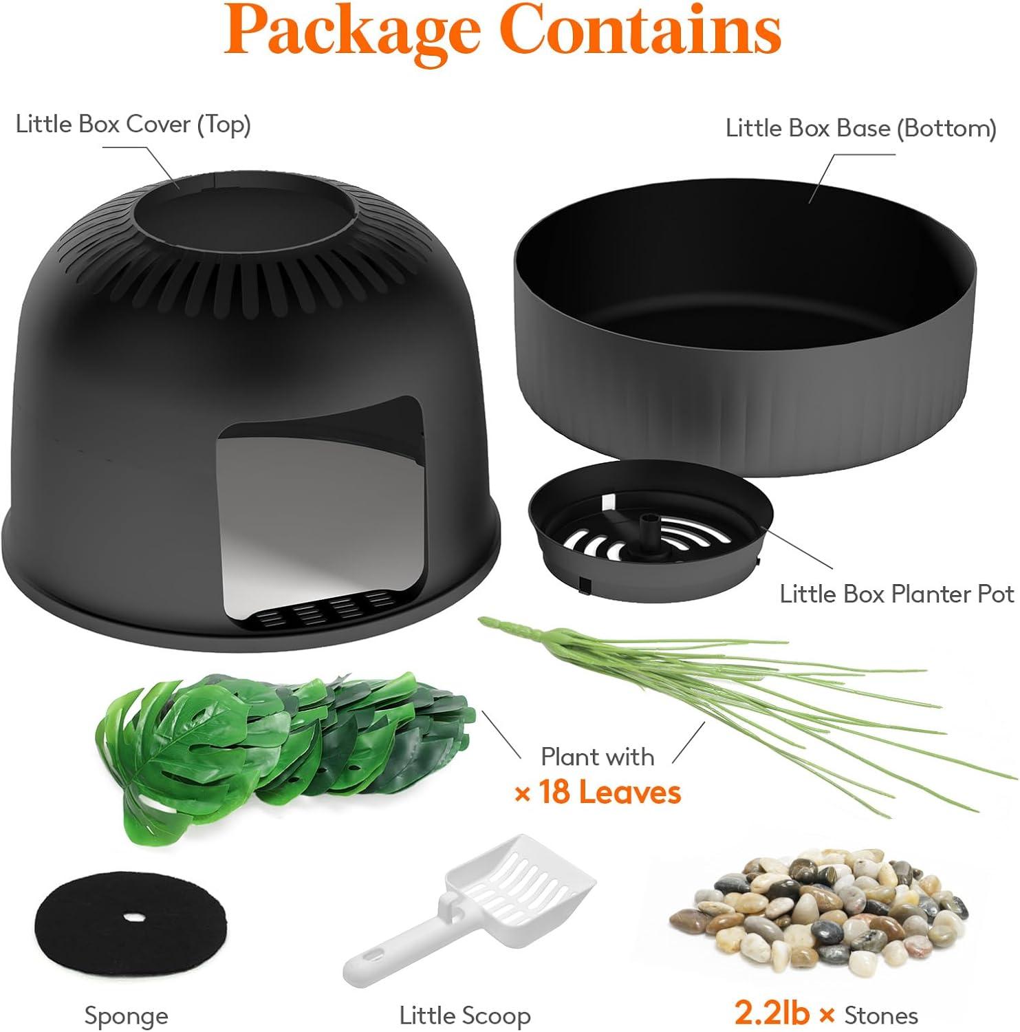 image:imageLifewit Litter Box Cat with Faux Plant amp Scoop Hidden Enclosure Litter Tray with Odor Control amp Carbon Filter in Living Room Bedroom Corner BlackBlack