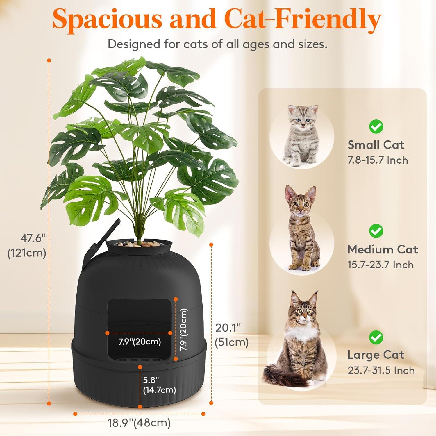 image:imageLifewit Litter Box Cat with Faux Plant amp Scoop Hidden Enclosure Litter Tray with Odor Control amp Carbon Filter in Living Room Bedroom Corner BlackBlack
