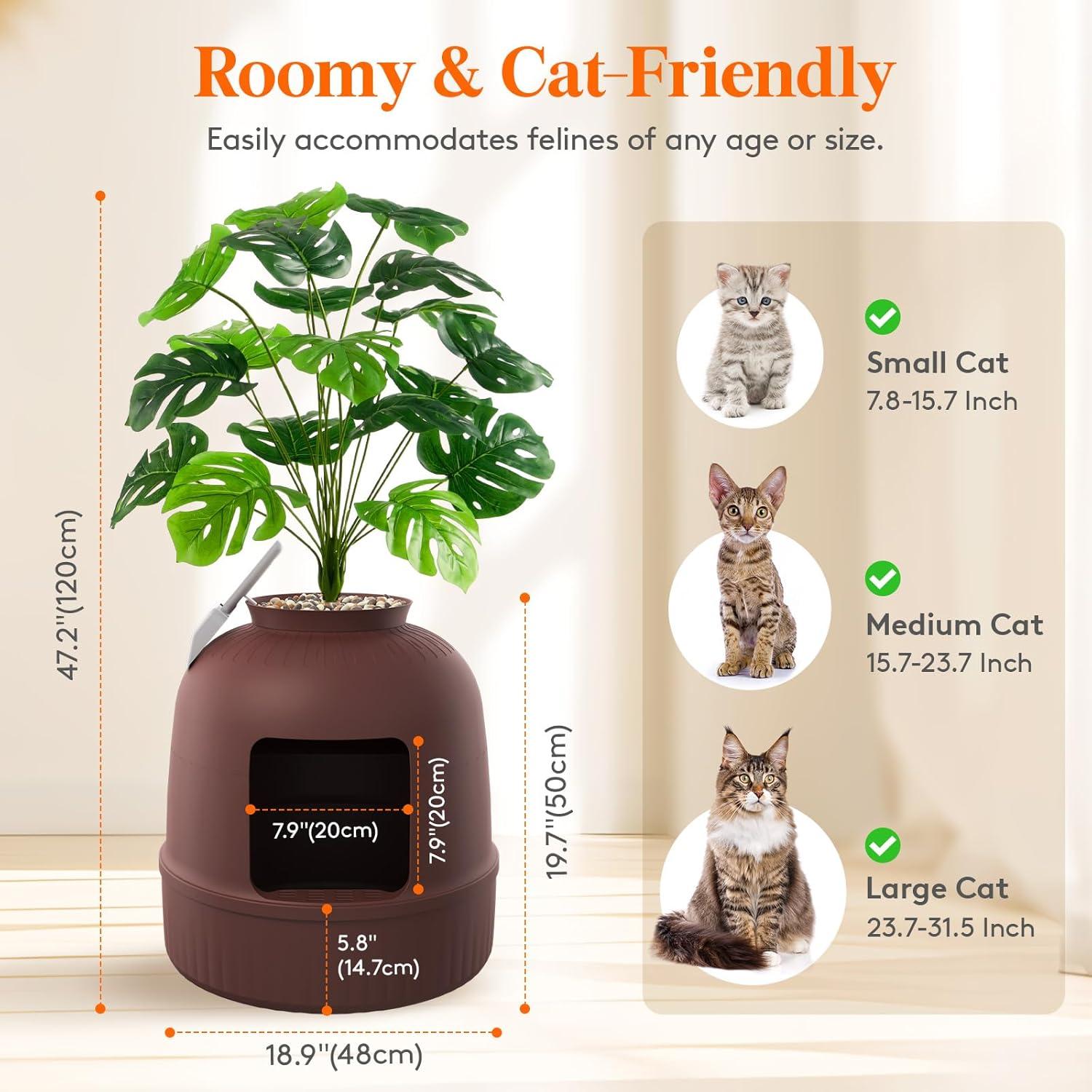image:imageLifewit Litter Box Cat with Faux Plant amp Scoop Hidden Enclosure Litter Tray with Odor Control amp Carbon Filter in Living Room Bedroom Corner BlackBrown