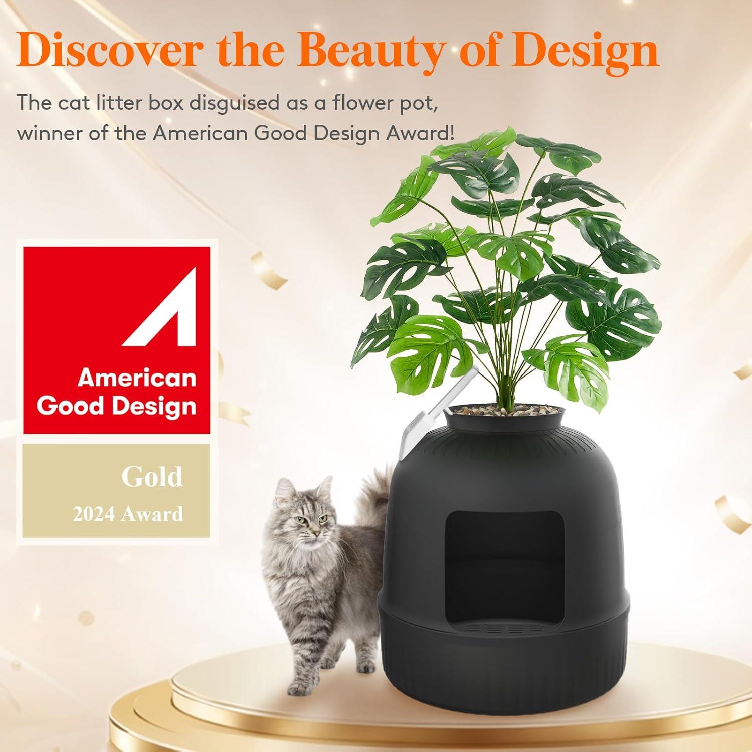image:imageLifewit Litter Box Cat with Faux Plant amp Scoop Hidden Enclosure Litter Tray with Odor Control amp Carbon Filter in Living Room Bedroom Corner BlackBlack