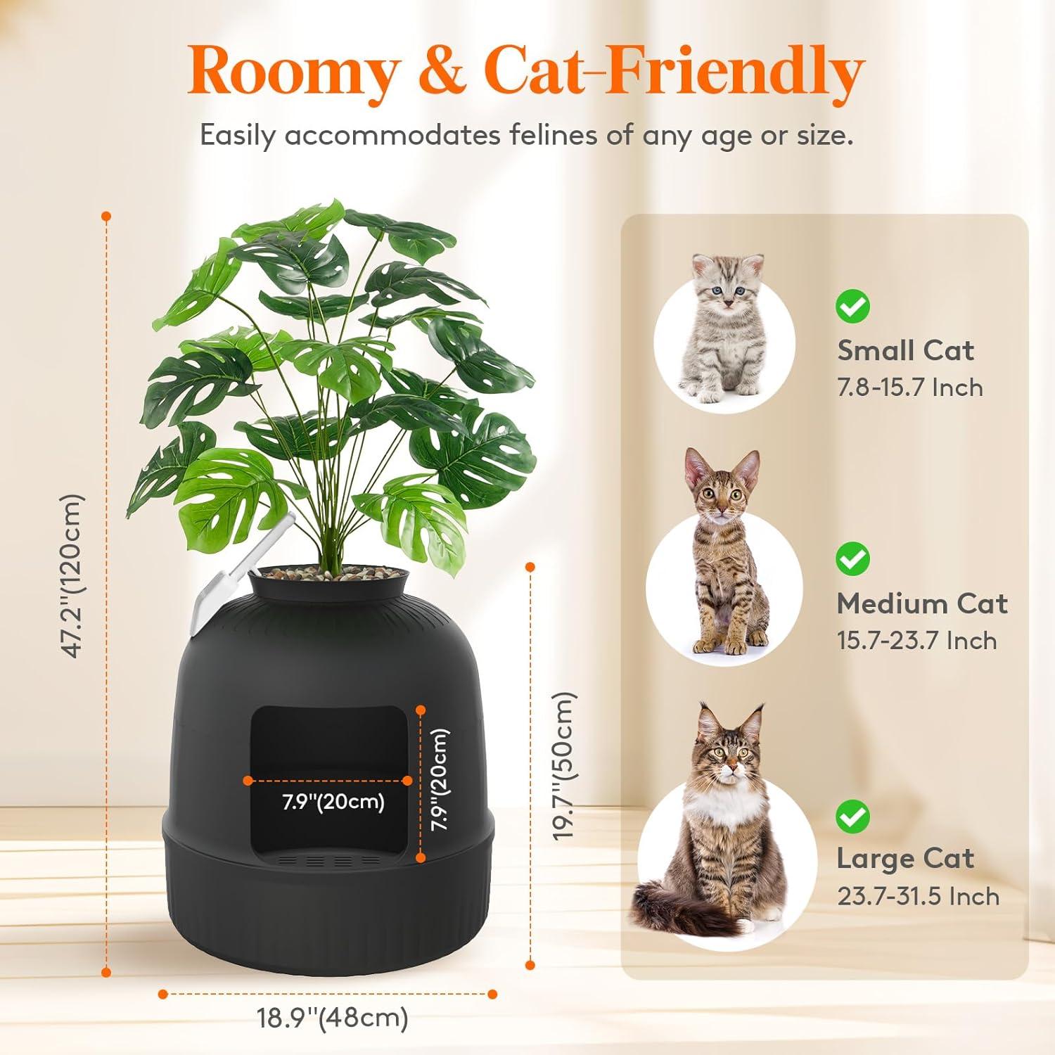 image:imageLifewit Litter Box Cat with Faux Plant amp Scoop Hidden Enclosure Litter Tray with Odor Control amp Carbon Filter in Living Room Bedroom Corner BlackBlack