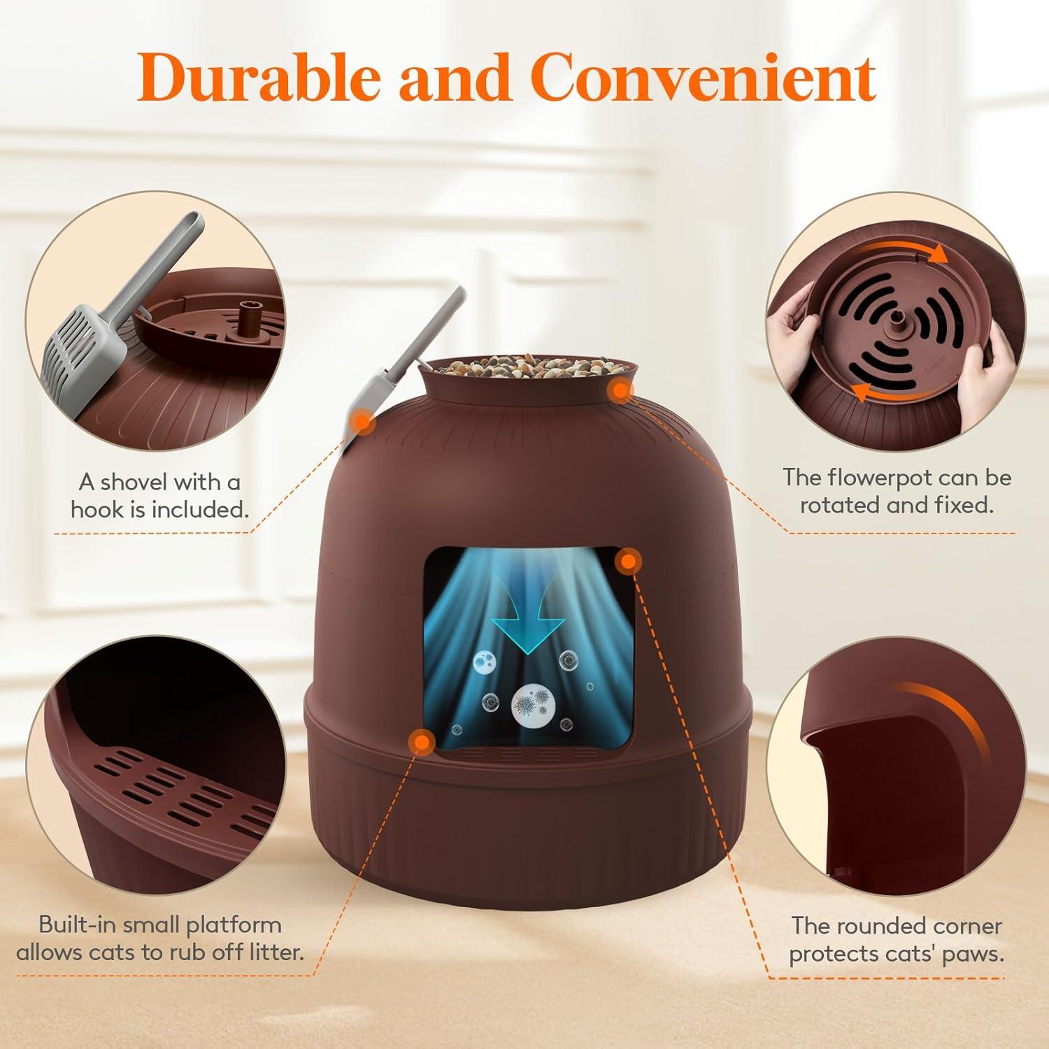 image:imageLifewit Litter Box Cat with Faux Plant amp Scoop Hidden Enclosure Litter Tray with Odor Control amp Carbon Filter in Living Room Bedroom Corner BlackBrown
