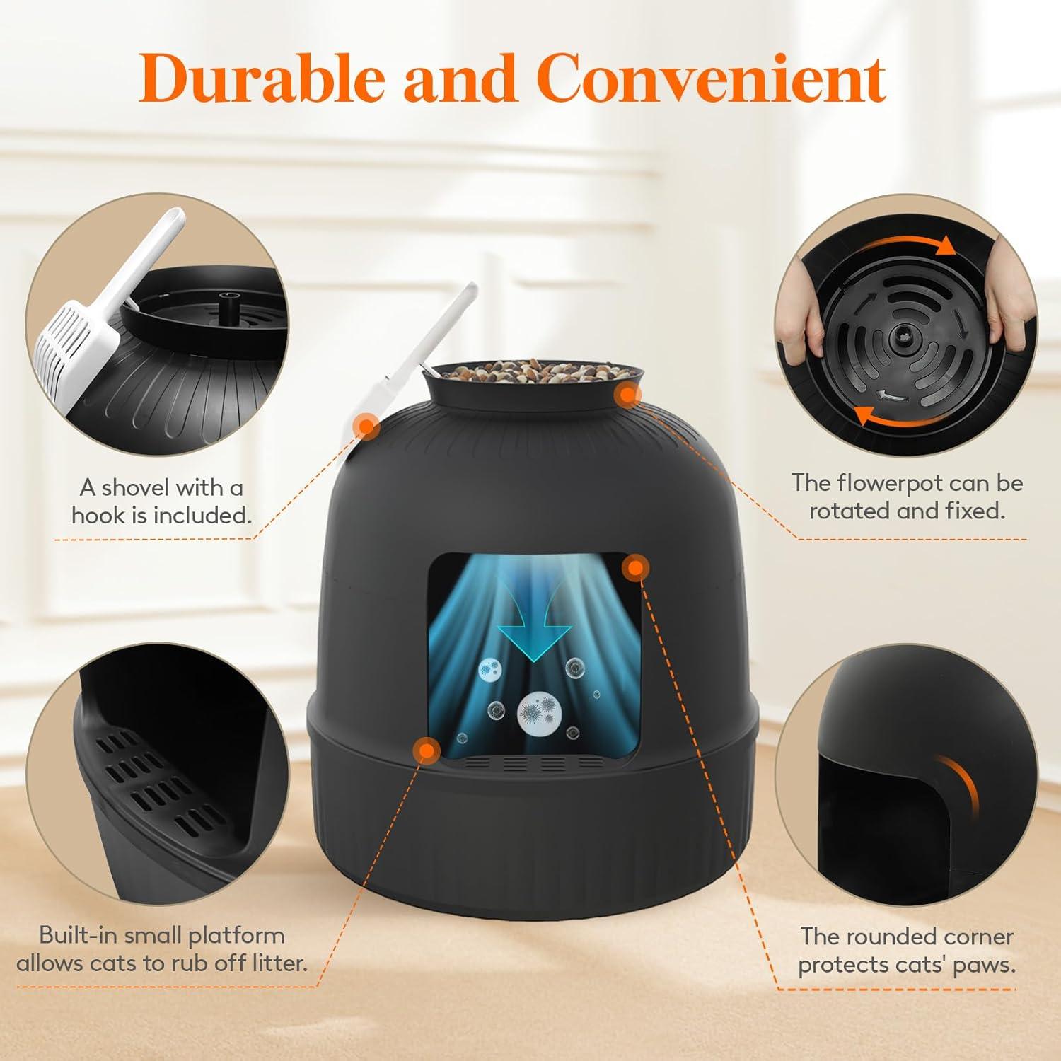 image:imageLifewit Litter Box Cat with Faux Plant amp Scoop Hidden Enclosure Litter Tray with Odor Control amp Carbon Filter in Living Room Bedroom Corner BlackBlack