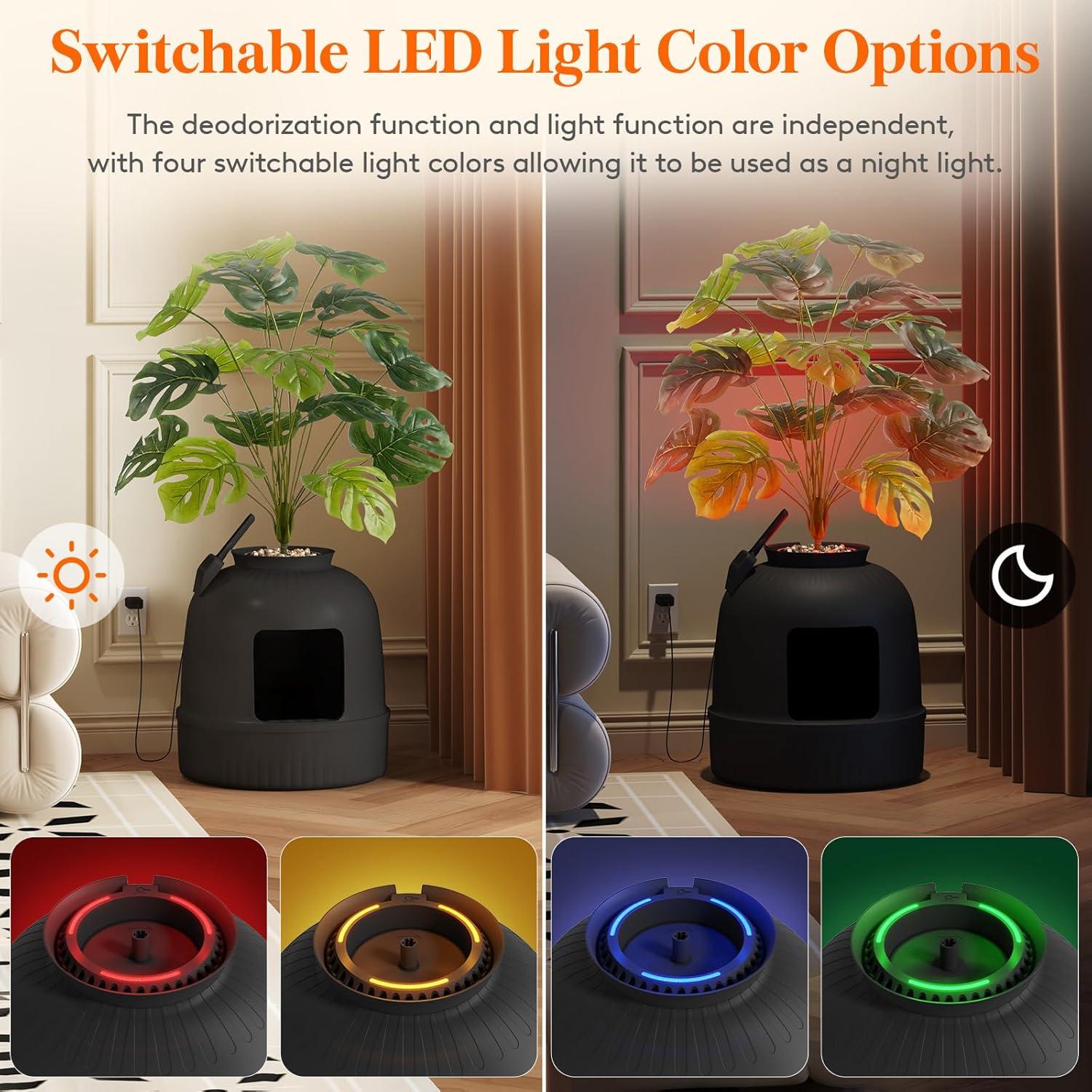 image:imageLifewit Litter Box Cat with Faux Plant amp Scoop Hidden Enclosure Litter Tray with Odor Control amp Carbon Filter in Living Room Bedroom Corner BlackBlack