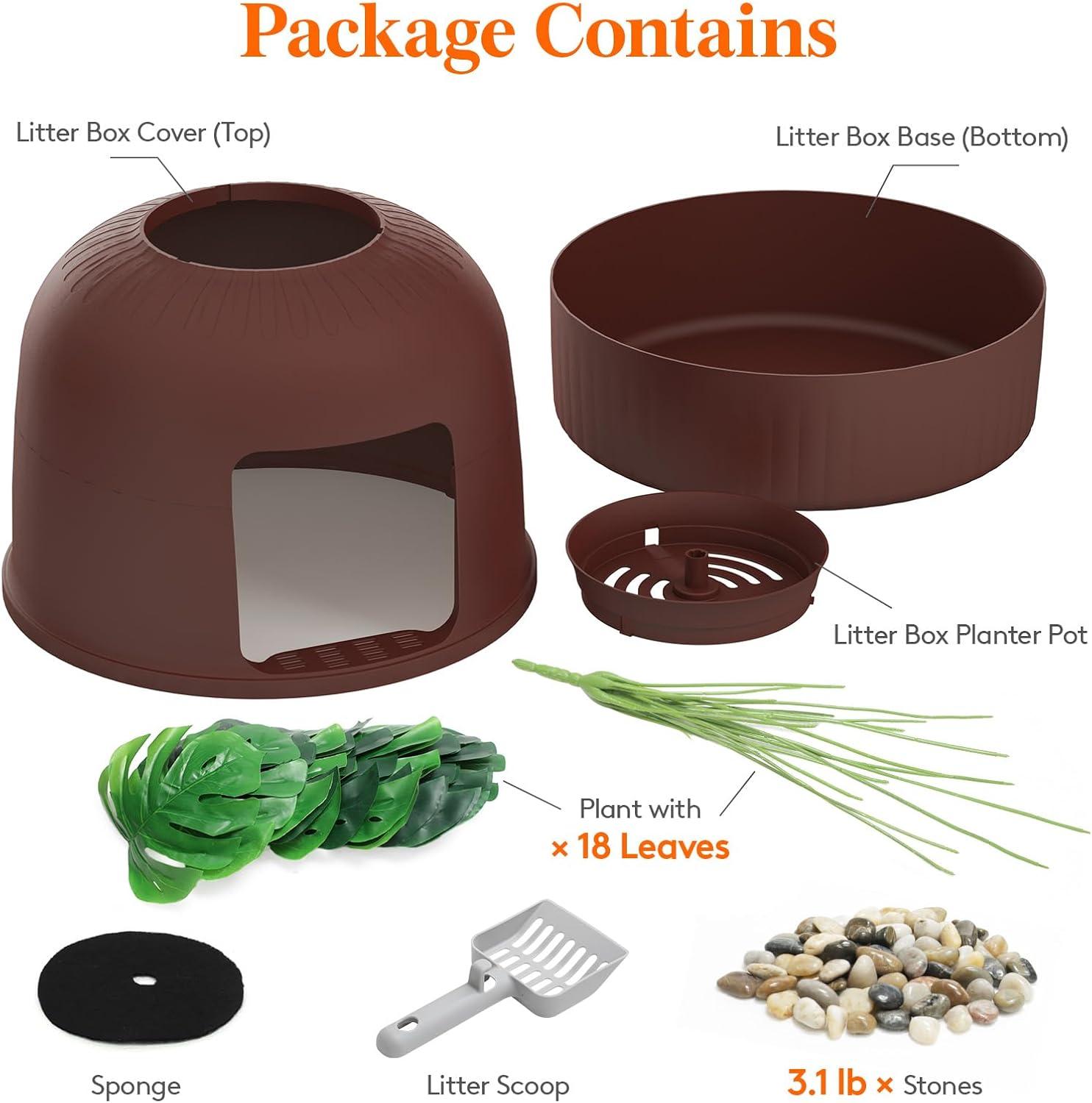 image:imageLifewit Litter Box Cat with Faux Plant amp Scoop Hidden Enclosure Litter Tray with Odor Control amp Carbon Filter in Living Room Bedroom Corner BlackBrown