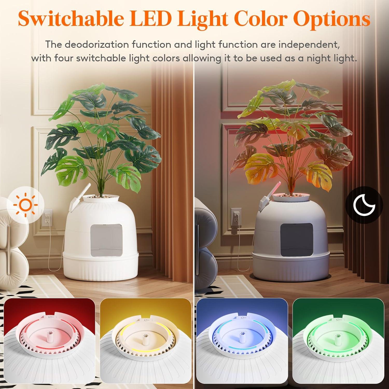 image:imageLifewit Litter Box Cat with Faux Plant amp Scoop Hidden Enclosure Litter Tray with Odor Control amp Carbon Filter in Living Room Bedroom Corner BlackWhite