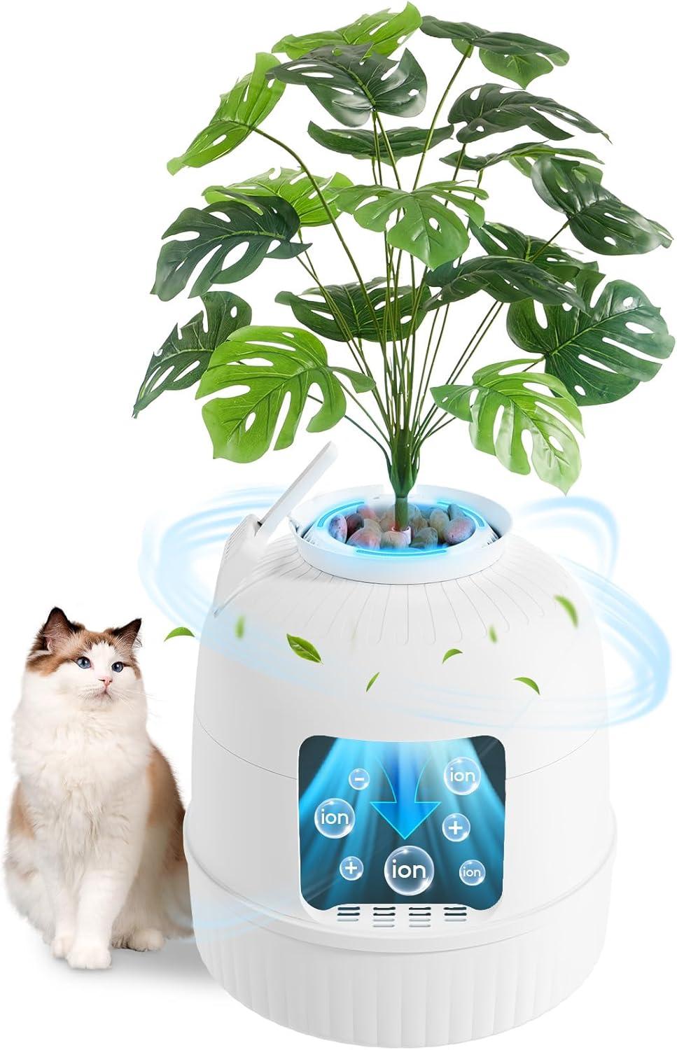 image:imageLifewit Litter Box Cat with Faux Plant amp Scoop Hidden Enclosure Litter Tray with Odor Control amp Carbon Filter in Living Room Bedroom Corner BlackWhite