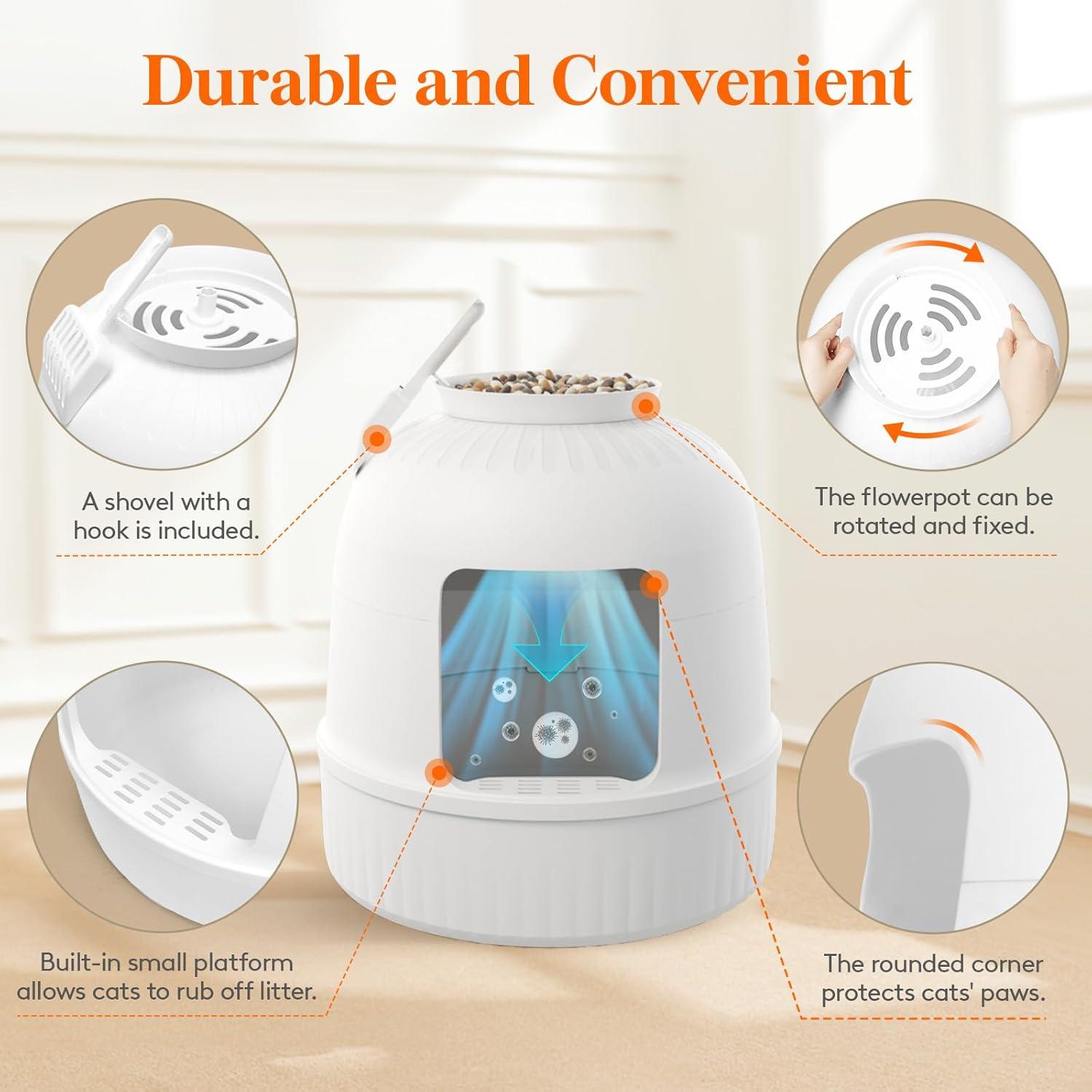 image:imageLifewit Litter Box Cat with Faux Plant amp Scoop Hidden Enclosure Litter Tray with Odor Control amp Carbon Filter in Living Room Bedroom Corner BlackWhite