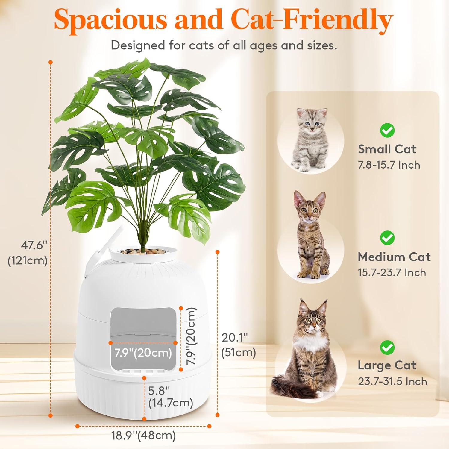 image:imageLifewit Litter Box Cat with Faux Plant amp Scoop Hidden Enclosure Litter Tray with Odor Control amp Carbon Filter in Living Room Bedroom Corner BlackWhite