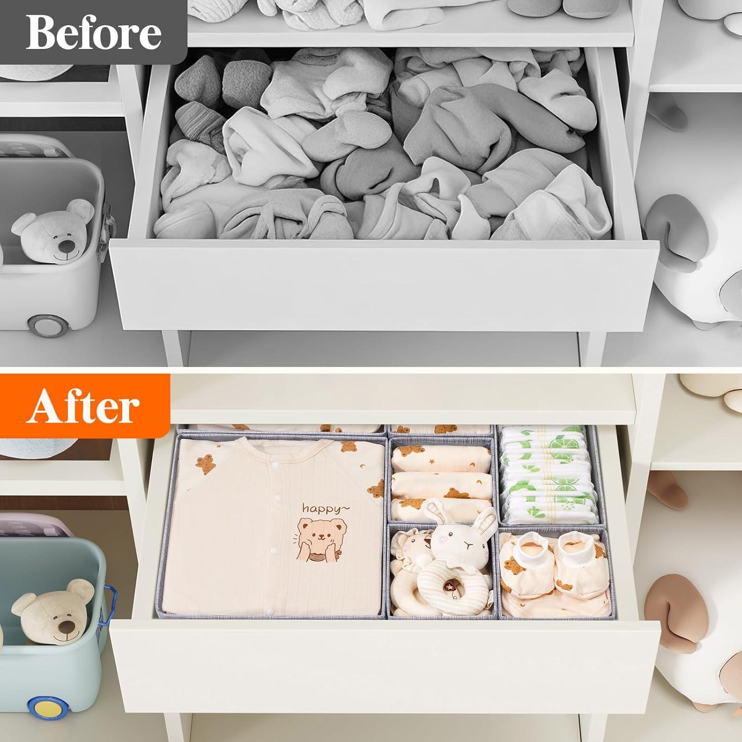 image:imageLifewit Nursery Drawer Organizer for Clothes 12 Pack Certified Childsafe Dresser Drawer Divider Storage Bins Foldable Clothing Storage Basket for Baby ClothesUnderwearSockDiaper in Closet12