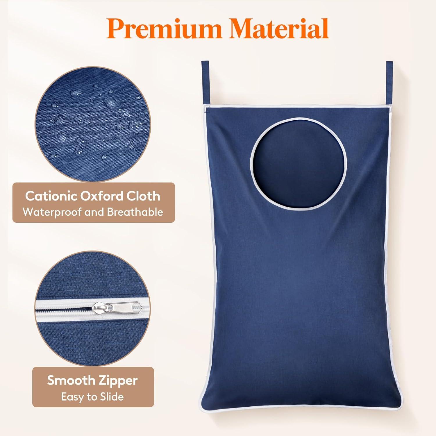 image:imageLifewit Over Door Laundry Hamper Large Collapsible Hanging Laundry Hamper Hanging Laundry Basket Bag for Bathroom Bedroom Dirty Clothes Storage Organizer Light GrayDark Blue