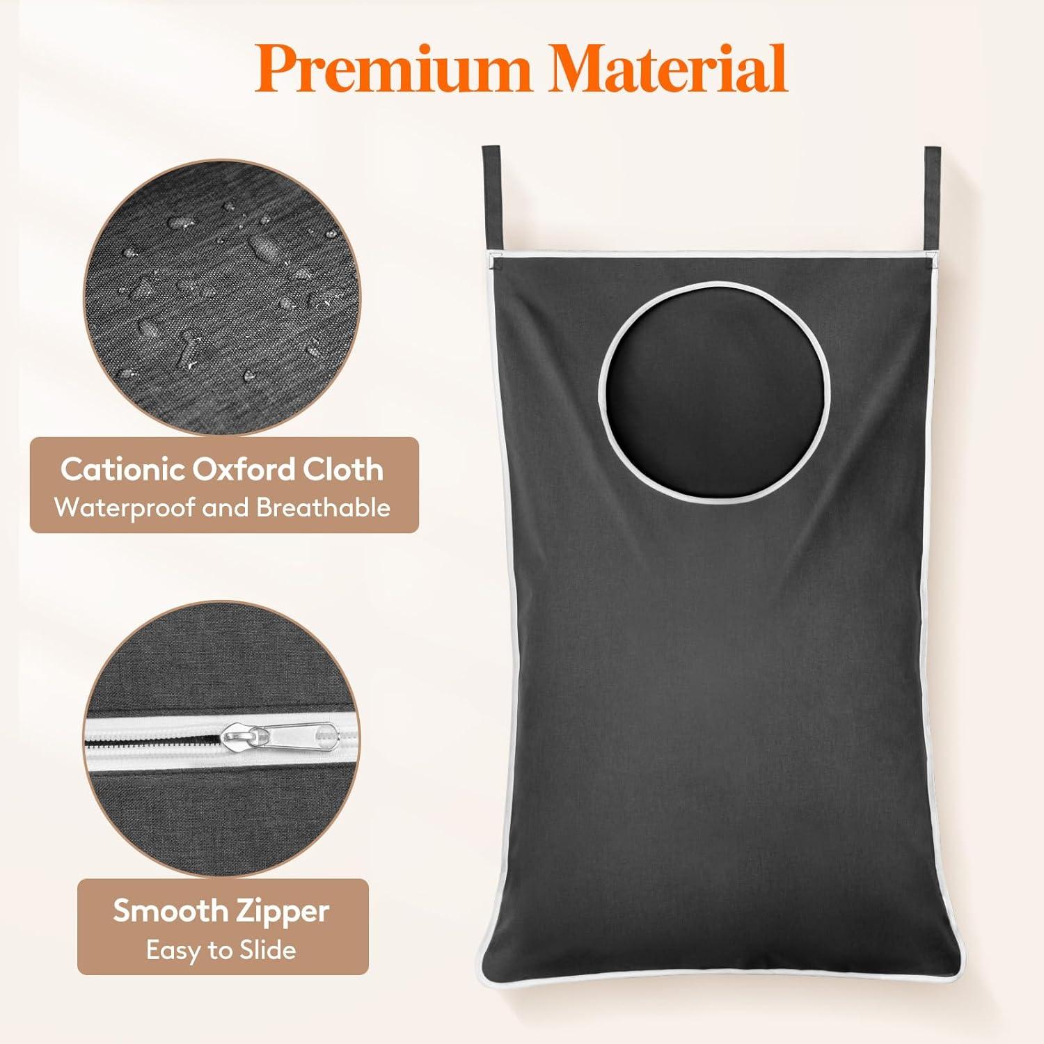image:imageLifewit Over Door Laundry Hamper Large Collapsible Hanging Laundry Hamper Hanging Laundry Basket Bag for Bathroom Bedroom Dirty Clothes Storage Organizer Light GrayDark Gray