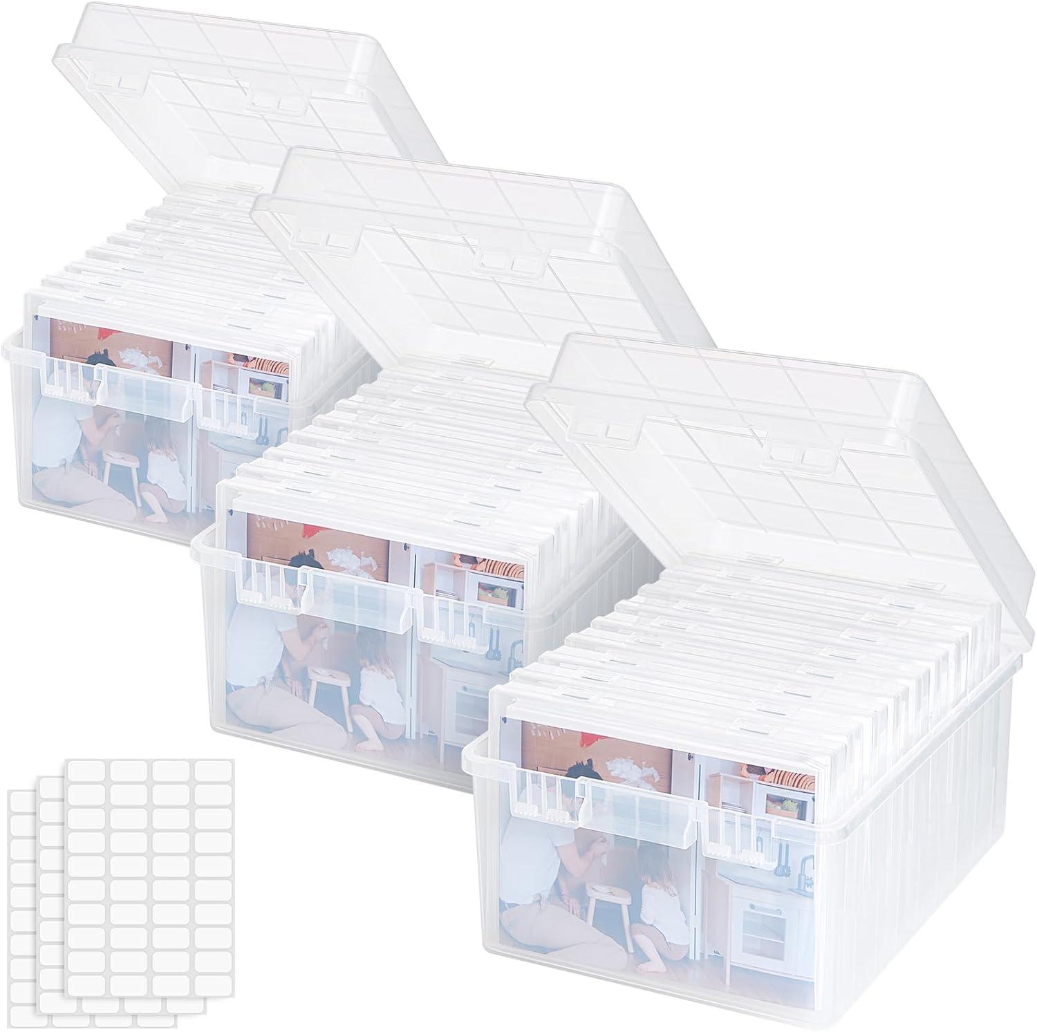 image:imageLifewit Photo Storage Box 5x7 Photo Case 9 pcs Inner Photo Storage Containers Clear Photo Boxes Seed Organizer Craft Storage Box for Cards Pictures Stamps Office Supplies with 1 Sheet Label StickerClear