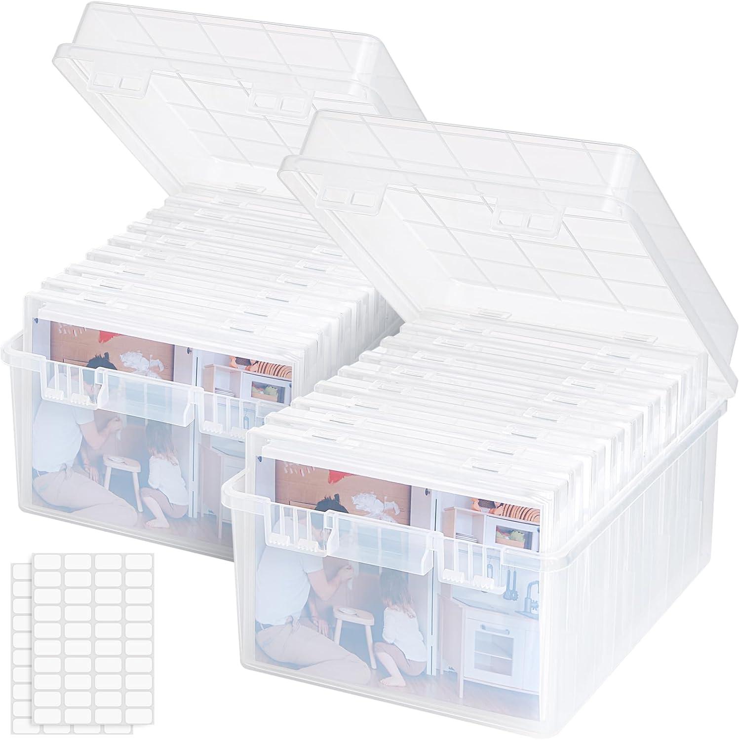 image:imageLifewit Photo Storage Box 5x7 Photo Case 9 pcs Inner Photo Storage Containers Clear Photo Boxes Seed Organizer Craft Storage Box for Cards Pictures Stamps Office Supplies with 1 Sheet Label StickerClear