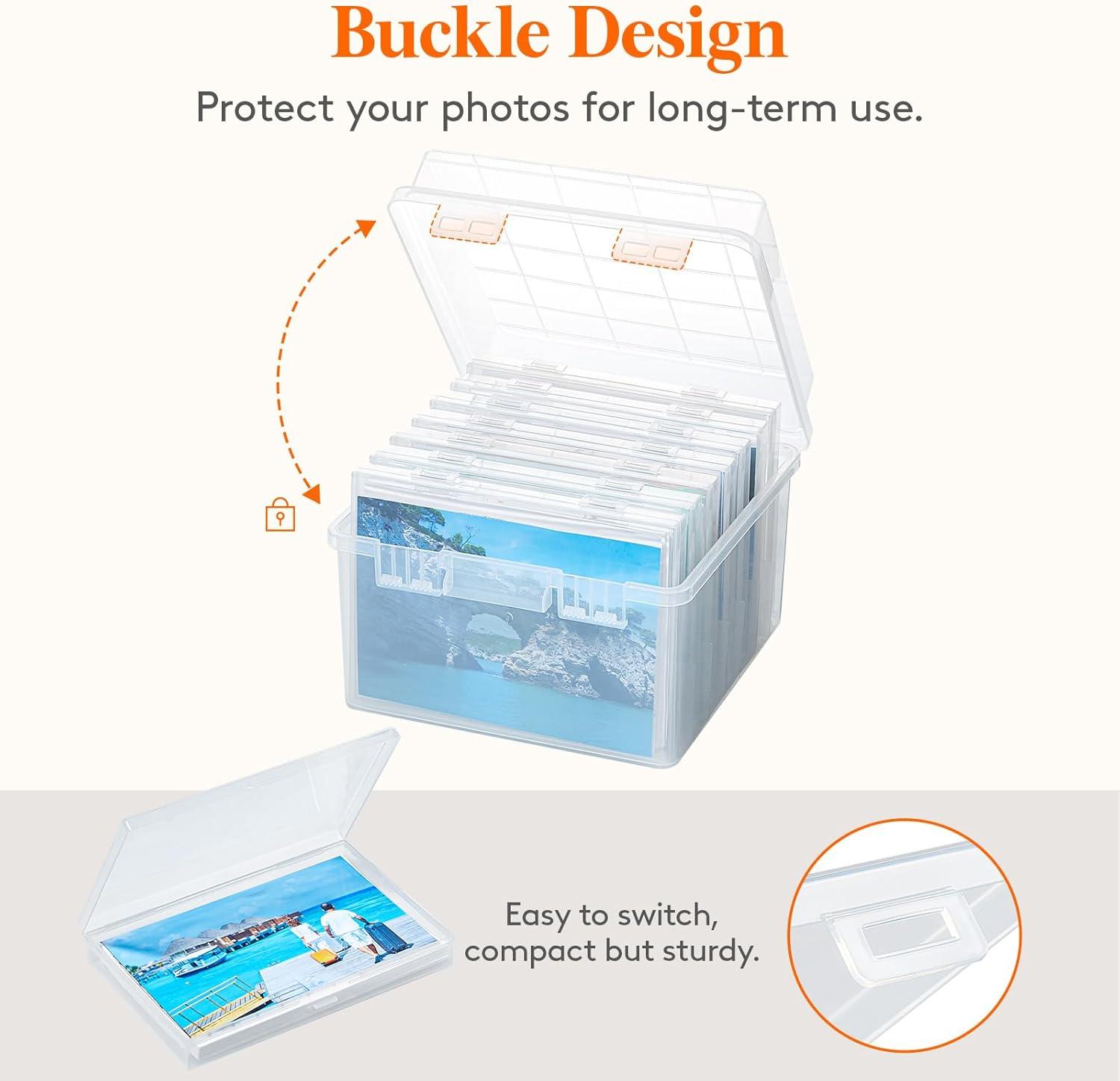 image:imageLifewit Photo Storage Box 5x7 Photo Case 9 pcs Inner Photo Storage Containers Clear Photo Boxes Seed Organizer Craft Storage Box for Cards Pictures Stamps Office Supplies with 1 Sheet Label StickerClear