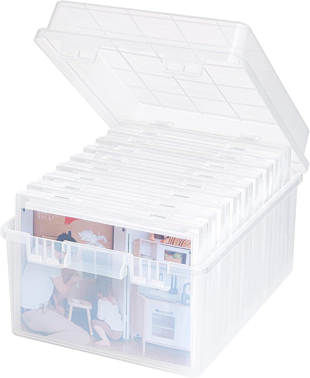 image:imageLifewit Photo Storage Box 5x7 Photo Case 9 pcs Inner Photo Storage Containers Clear Photo Boxes Seed Organizer Craft Storage Box for Cards Pictures Stamps Office Supplies with 1 Sheet Label StickerClear