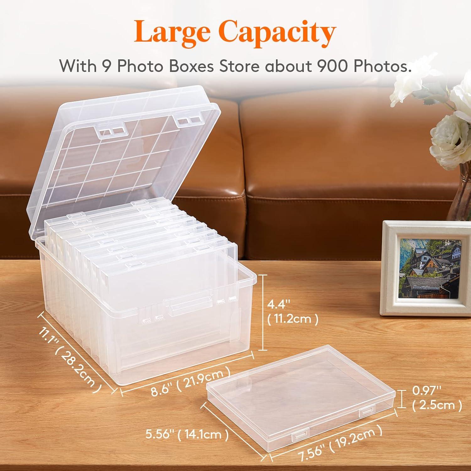 image:imageLifewit Photo Storage Box 5x7 Photo Case 9 pcs Inner Photo Storage Containers Clear Photo Boxes Seed Organizer Craft Storage Box for Cards Pictures Stamps Office Supplies with 1 Sheet Label StickerClear