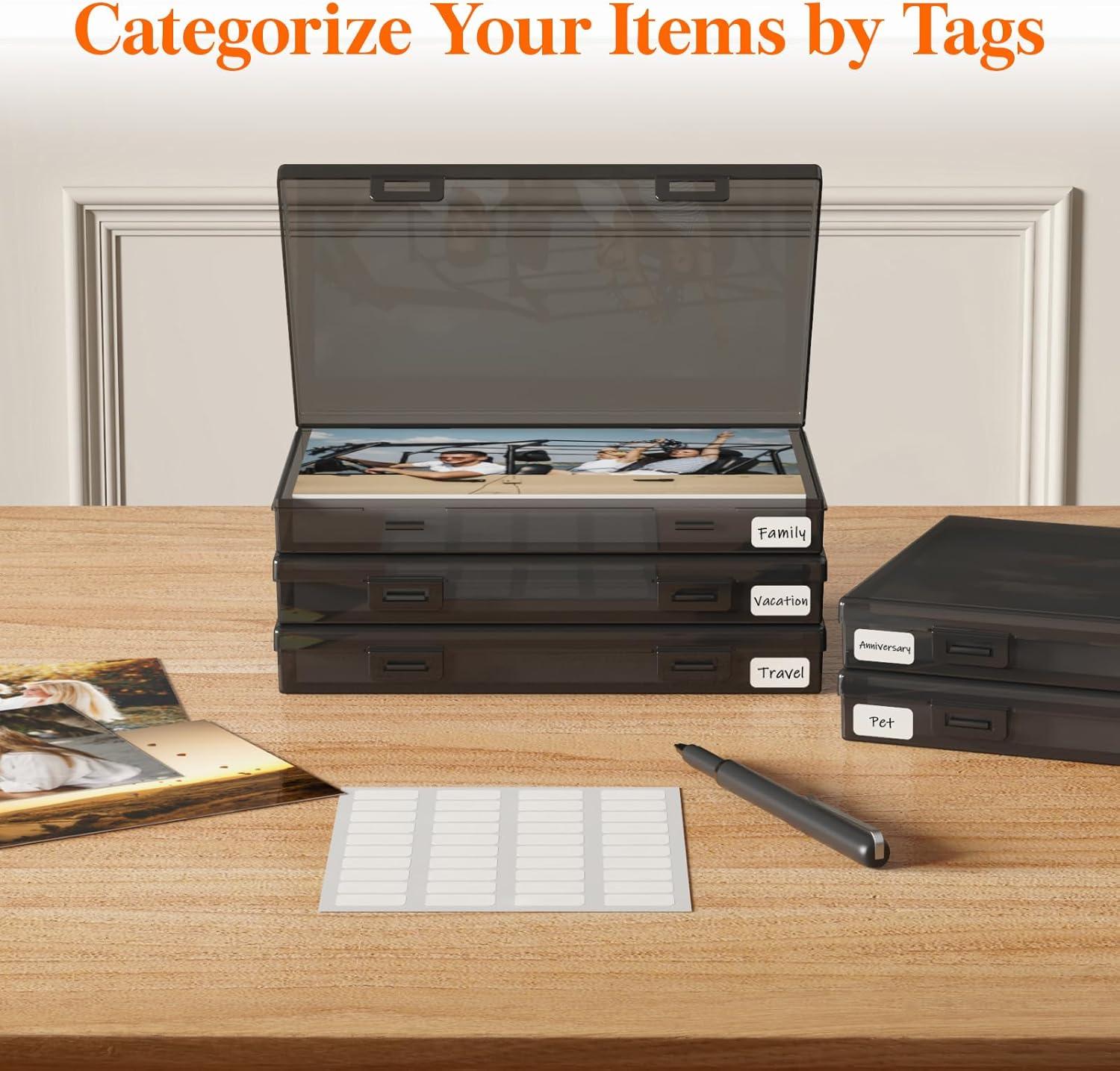 image:imageLifewit Photo Storage Box 5x7 Photo Case 9 pcs Inner Photo Storage Containers Clear Photo Boxes Seed Organizer Craft Storage Box for Cards Pictures Stamps Office Supplies with 1 Sheet Label StickerBlack