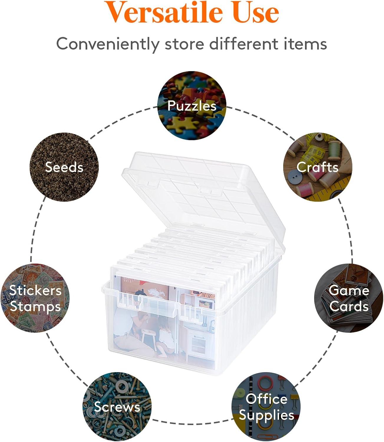 image:imageLifewit Photo Storage Box 5x7 Photo Case 9 pcs Inner Photo Storage Containers Clear Photo Boxes Seed Organizer Craft Storage Box for Cards Pictures Stamps Office Supplies with 1 Sheet Label StickerClear
