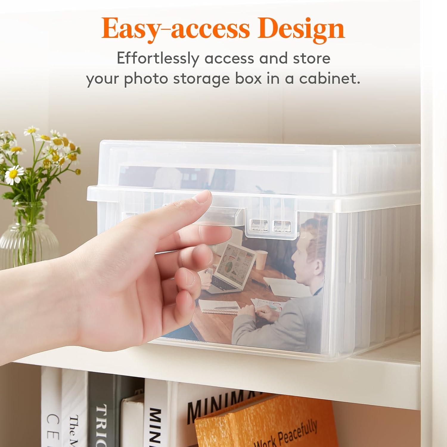 image:imageLifewit Photo Storage Box 5x7 Photo Case 9 pcs Inner Photo Storage Containers Clear Photo Boxes Seed Organizer Craft Storage Box for Cards Pictures Stamps Office Supplies with 1 Sheet Label StickerClear
