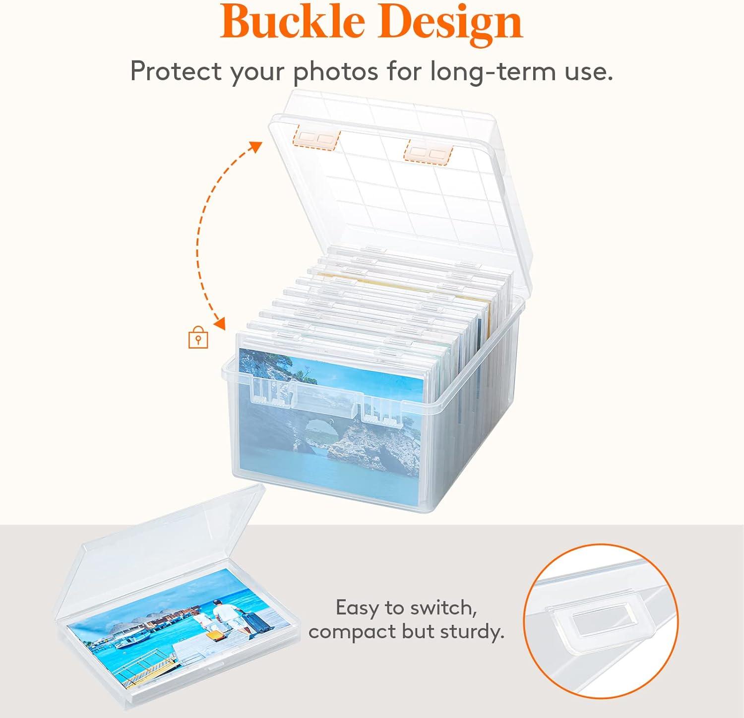 image:imageLifewit Photo Storage Box 5x7 Photo Case 9 pcs Inner Photo Storage Containers Clear Photo Boxes Seed Organizer Craft Storage Box for Cards Pictures Stamps Office Supplies with 1 Sheet Label StickerClear