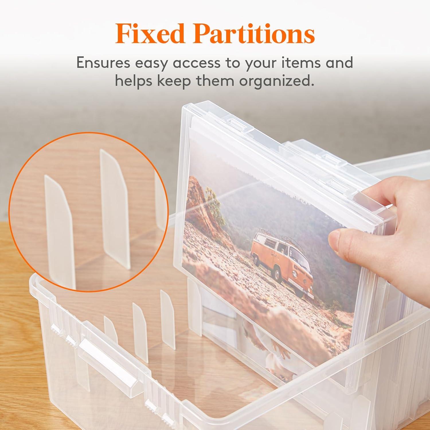 image:imageLifewit Photo Storage Box 5x7 Photo Case 9 pcs Inner Photo Storage Containers Clear Photo Boxes Seed Organizer Craft Storage Box for Cards Pictures Stamps Office Supplies with 1 Sheet Label StickerClear