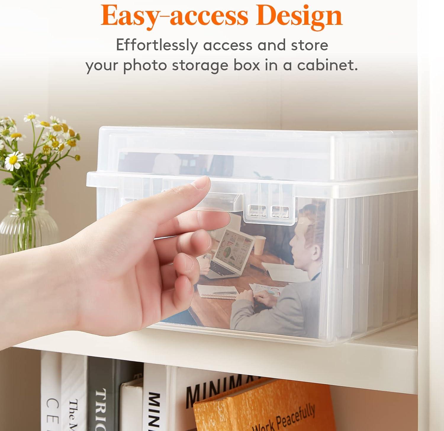 image:imageLifewit Photo Storage Box 5x7 Photo Case 9 pcs Inner Photo Storage Containers Clear Photo Boxes Seed Organizer Craft Storage Box for Cards Pictures Stamps Office Supplies with 1 Sheet Label StickerClear