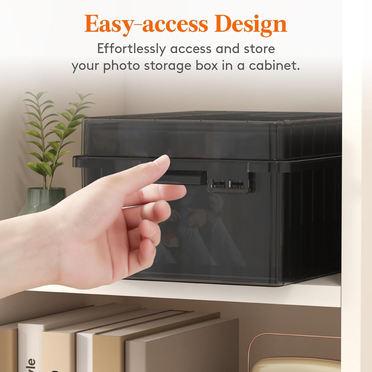 image:imageLifewit Photo Storage Box 5x7 Photo Case 9 pcs Inner Photo Storage Containers Clear Photo Boxes Seed Organizer Craft Storage Box for Cards Pictures Stamps Office Supplies with 1 Sheet Label StickerBlack